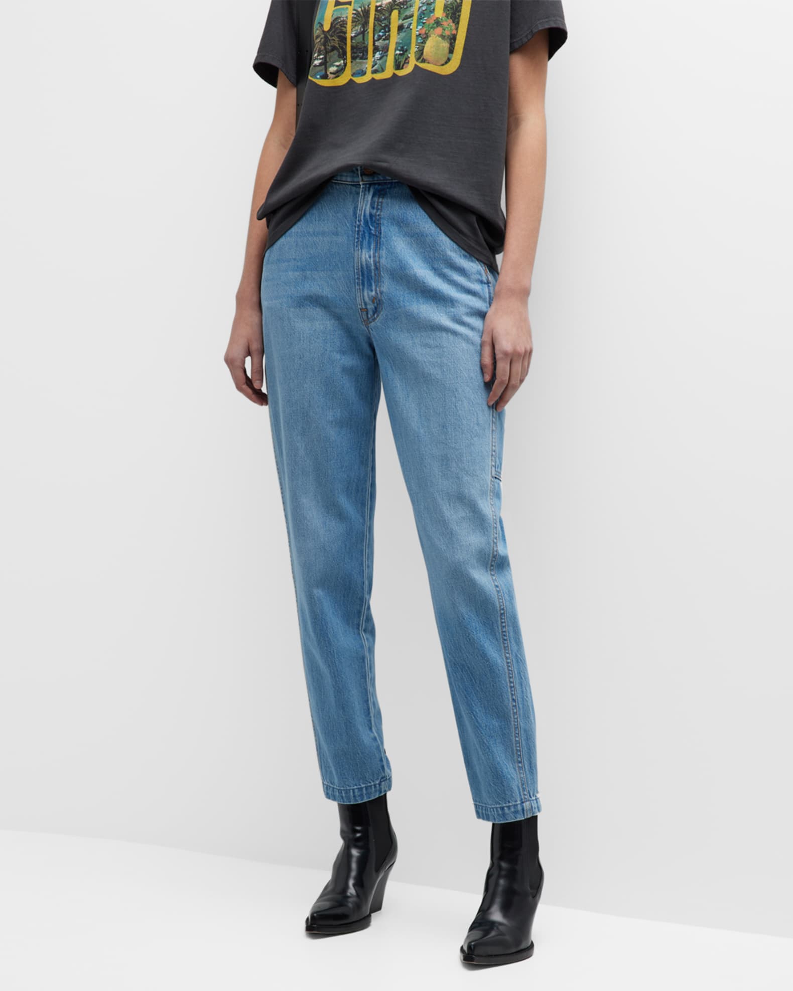 MOTHER The High Waist Twizzy Utility Ankle Jeans Neiman Marcus