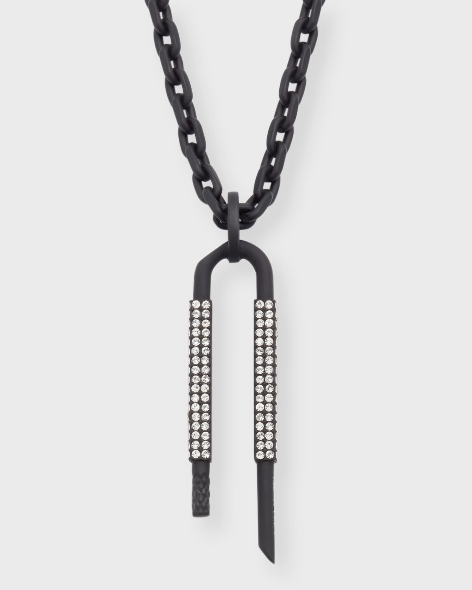 【GIVENCHY】LOCK SMALL BLACK CRYSTALS NECKLACE Givenchy Men's Small 4G Crystal Lock Pendant Necklace