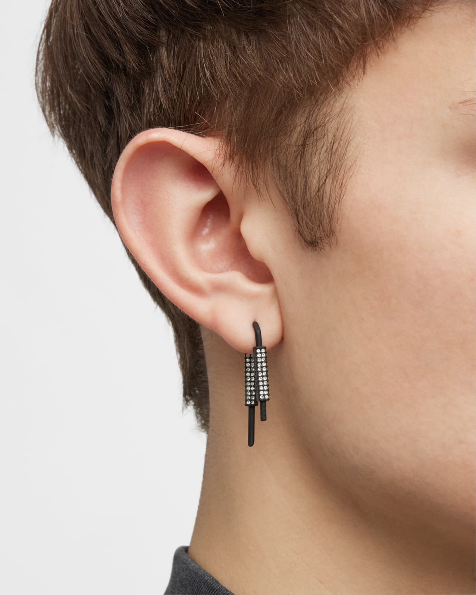 Givenchy Men s U Lock Earrings with Crystals Neiman Marcus