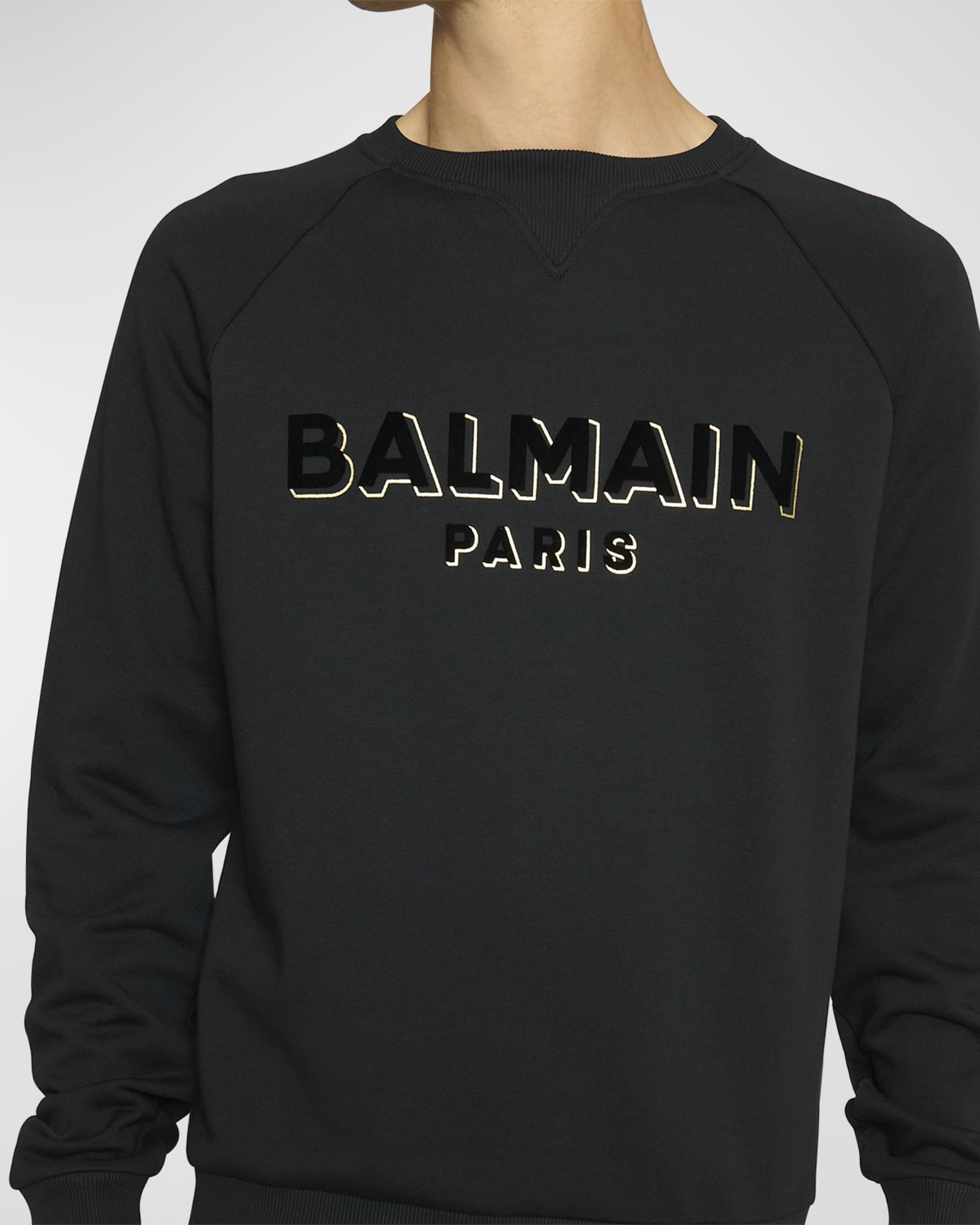 大人気定番商品 Balmain Men's Flock Foil Logo Sweatshirt | Neiman Marcus トップス
