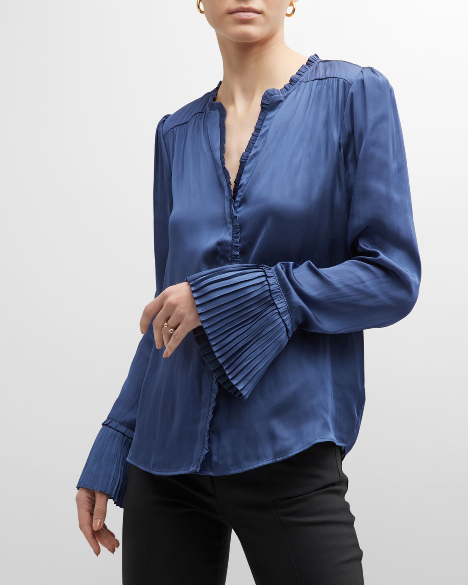 PAIGE Palma Long Sleeve Ruffle Blouse | Neiman Marcus