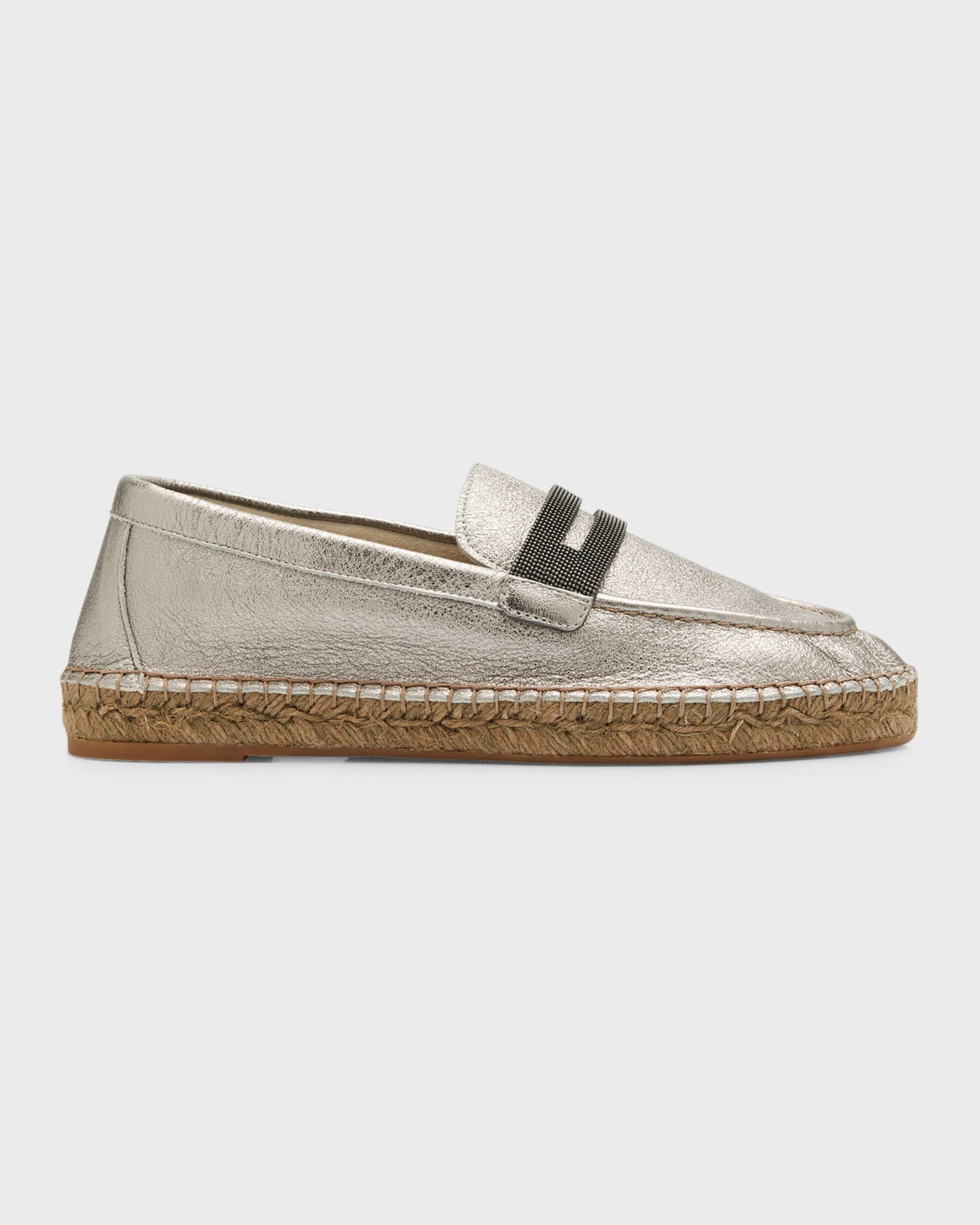 Brunello Cucinelli Metallic Monili Penny Loafer Espadrilles Neiman Marcus