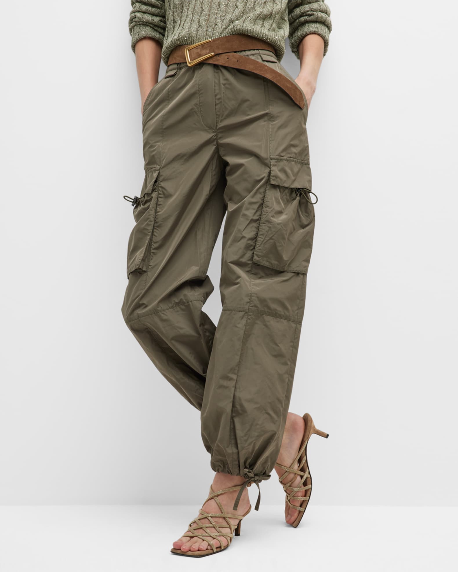 パンツ BRUNELLO CUCINELLI Smooth cotton fleece Cargo pants with mon Brunello Cucinelli Smooth Cotton Fleece Cargo Pants With