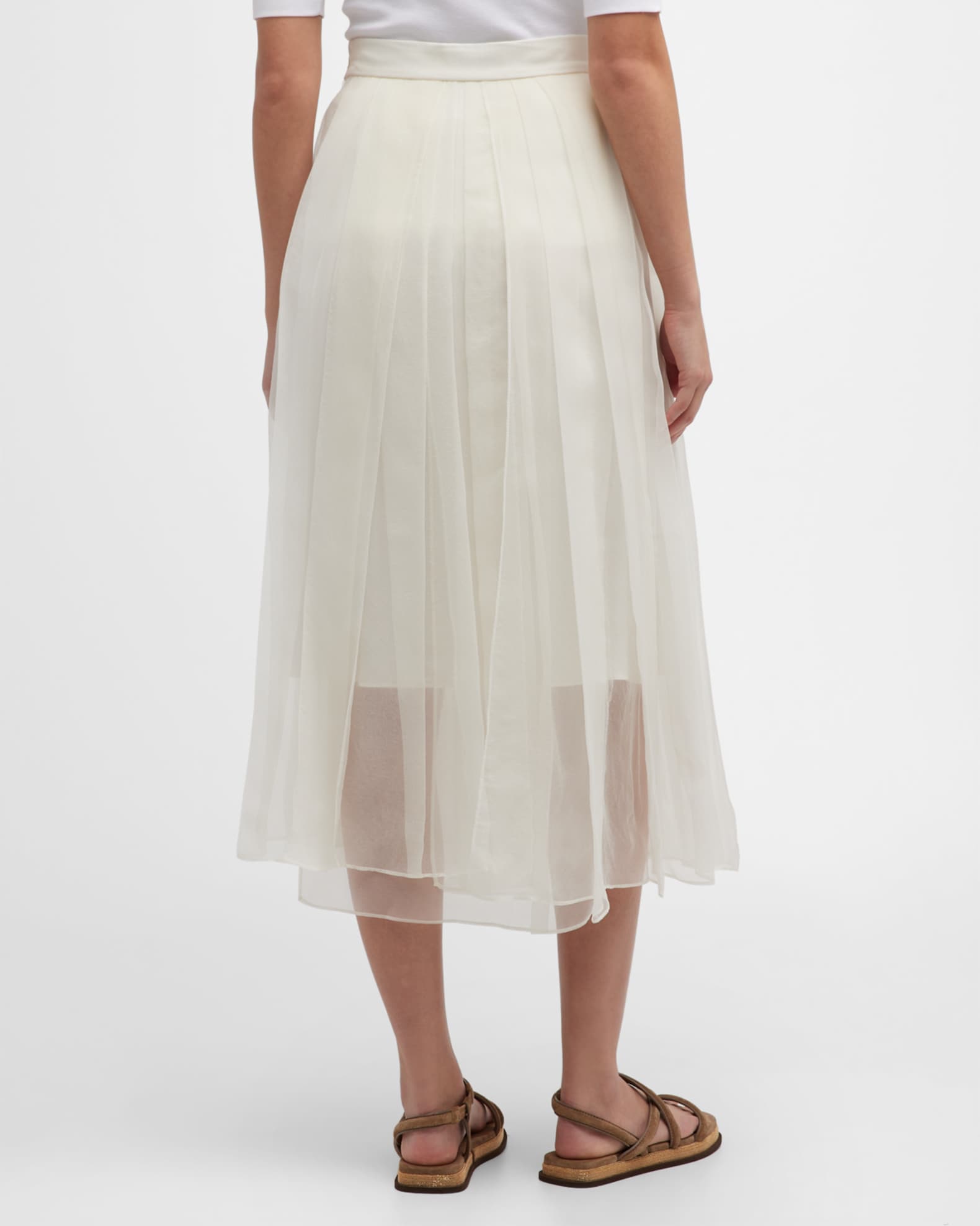 Silk chiffon midi skirt