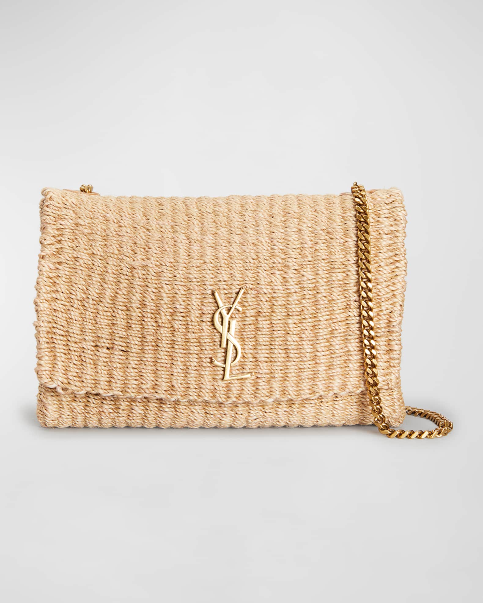 Saint Laurent Kate Medium YSL Crossbody Bag in Raffia