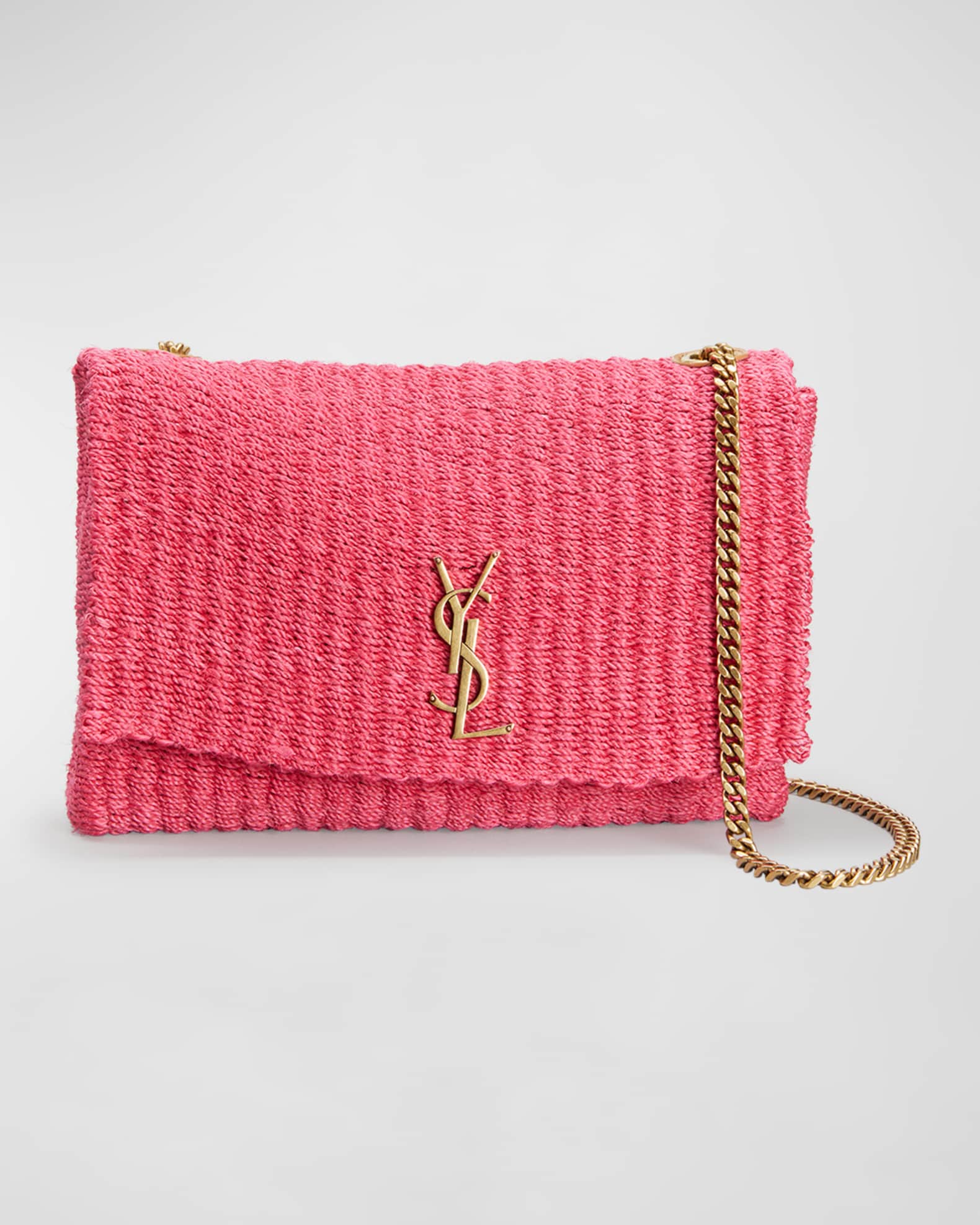Kate Medium YSL Crossbody Bag in Raffia