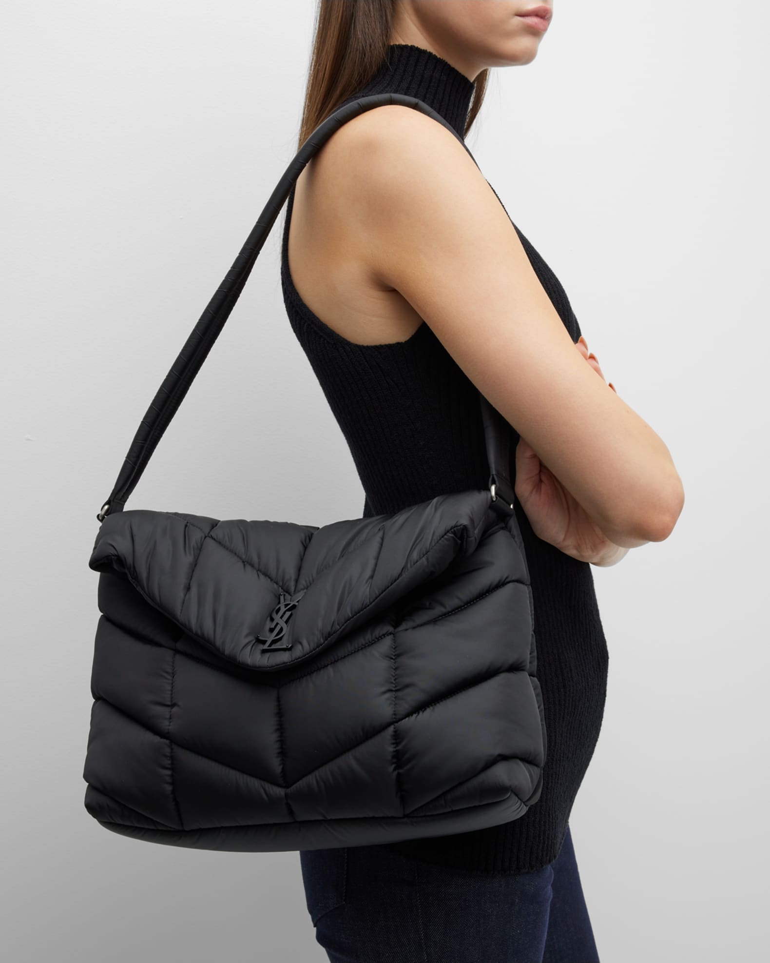 Saint Laurent Lou Puffer Small YSL Crossbody Bag in Quilted Nylon Neiman Marcus