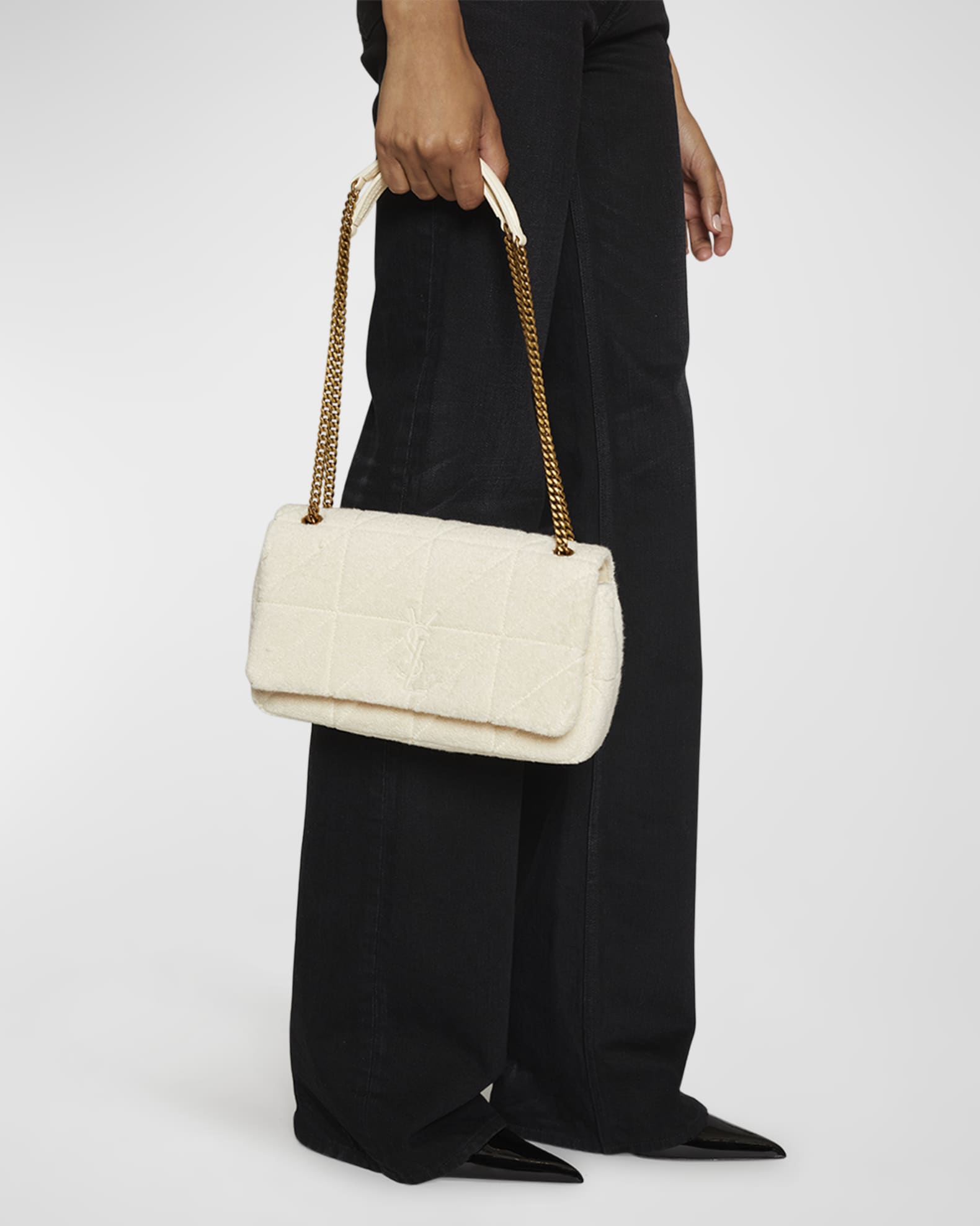 Saint Laurent Jamie Mini Ysl Quilted Wool Crossbody Bag In Black
