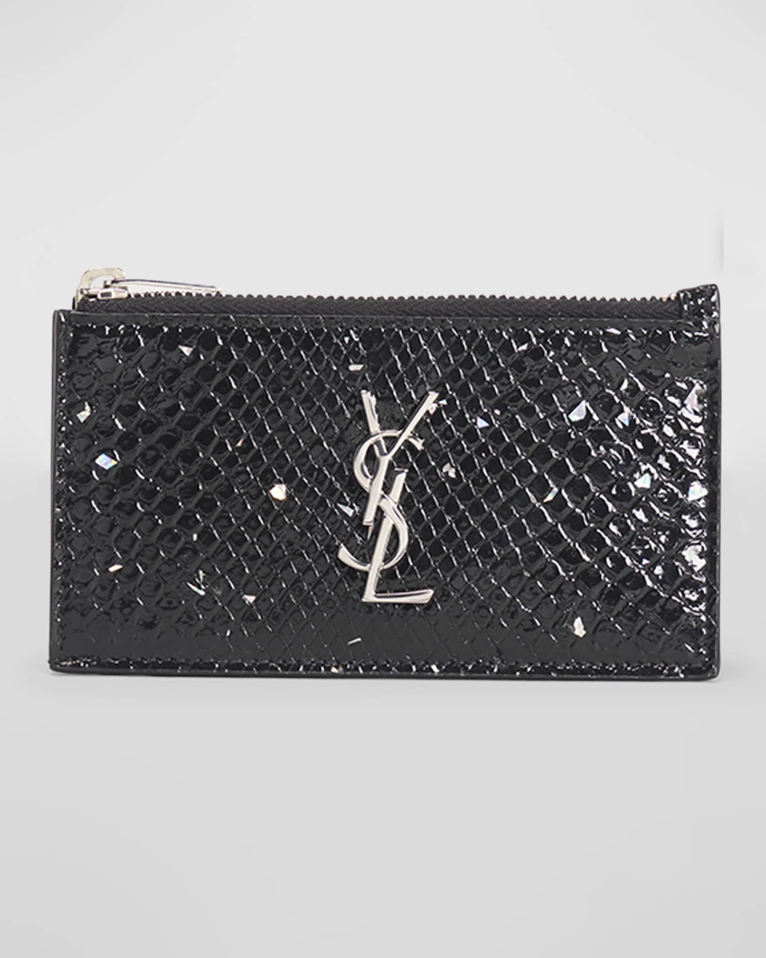 Saint Laurent YSL Monogram Ziptop Card Case in Python | Neiman Marcus