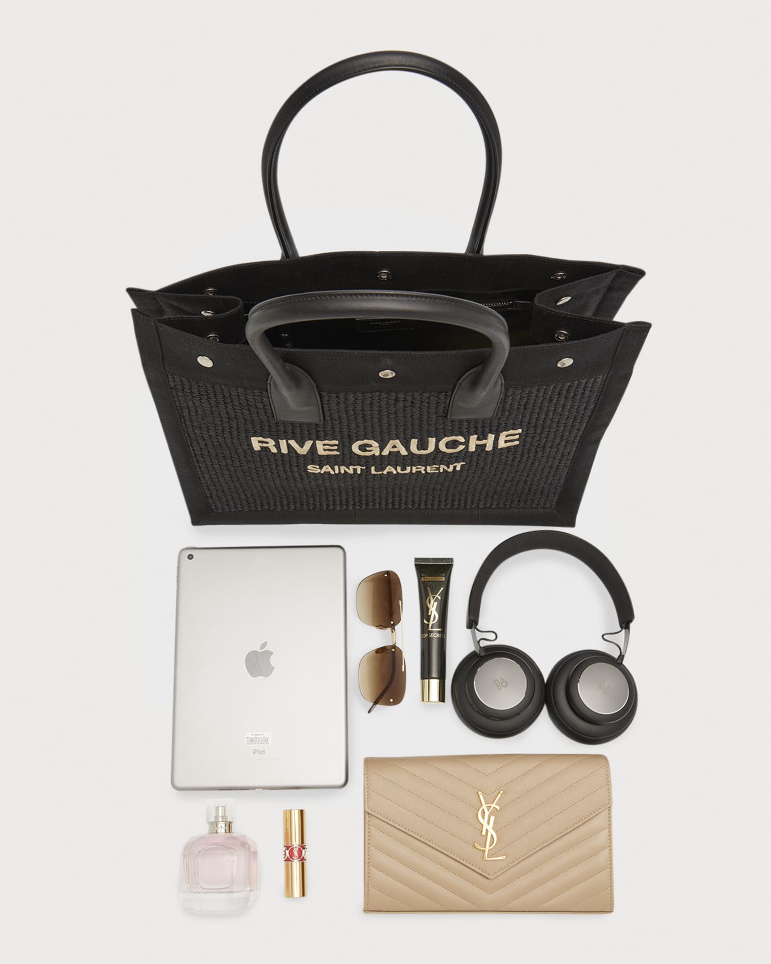 Saint Laurent Rive Gauche Small Tote Bag in Raffia | Neiman Saint Laurent Rive Gauche Small Tote Bag in Raffia | Neiman