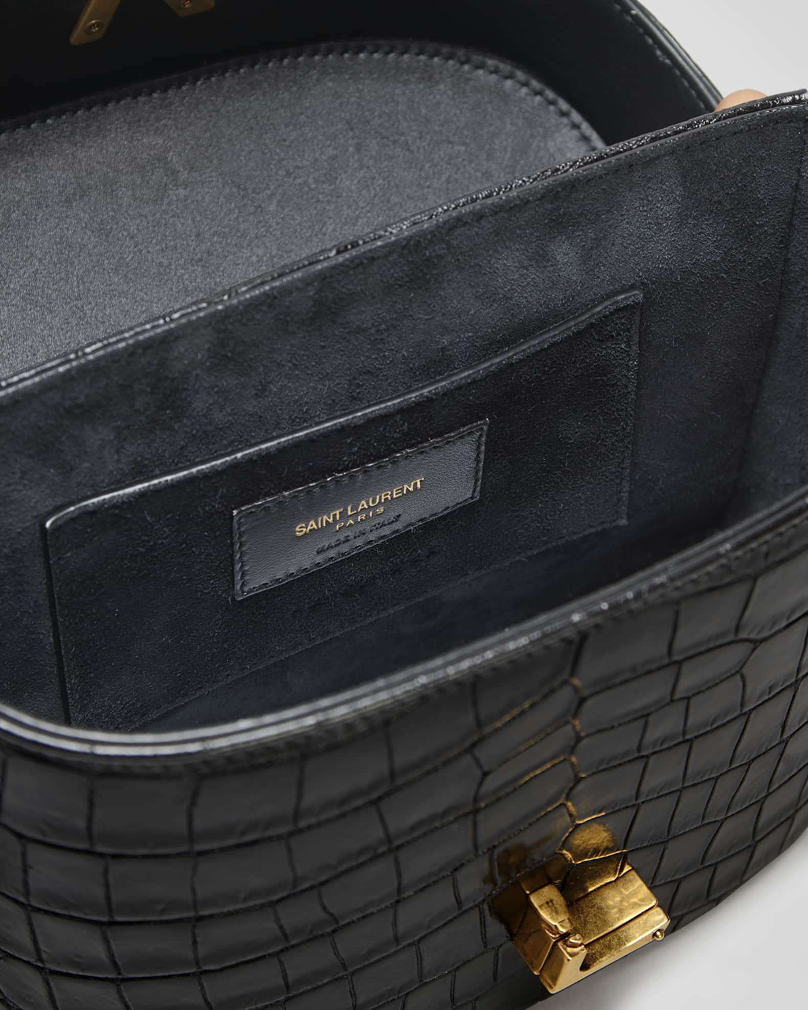 JUNE BOX BAG IN CROCODILE-EMBOSSED LEATHER, Saint Laurent