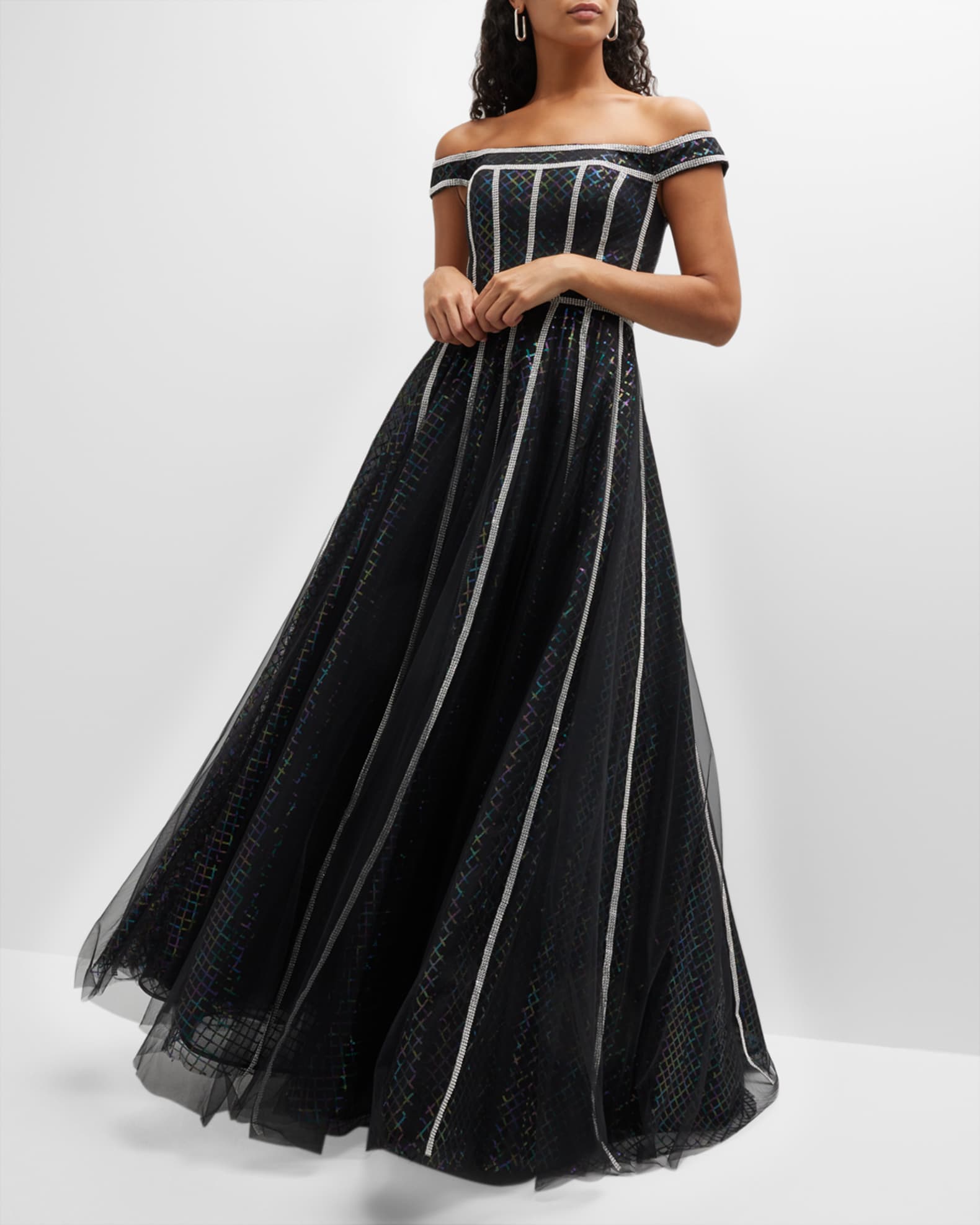 Martina Off-Shoulder Rhinestone Dress
