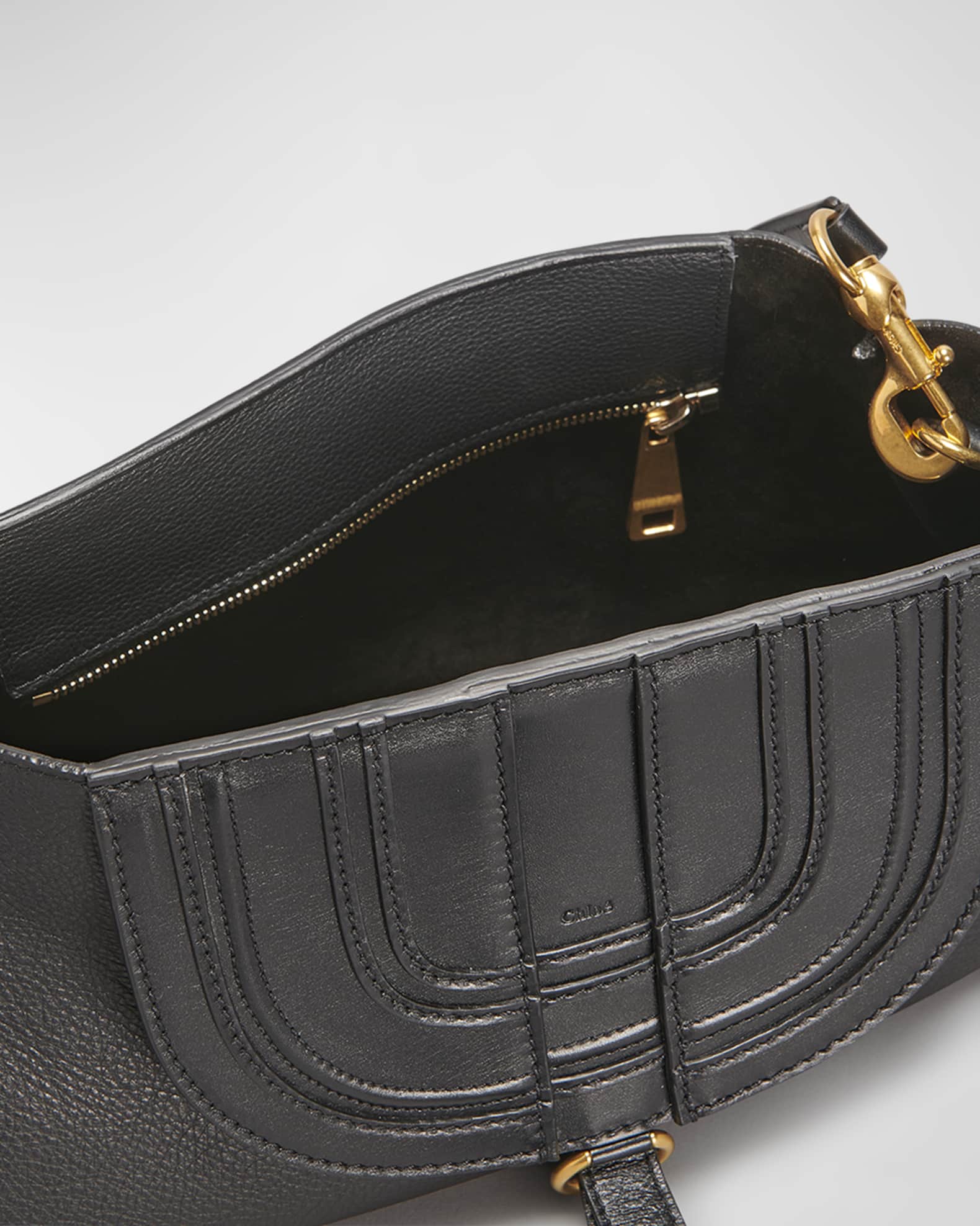 Chloe Women Black Leather Marcie Clutch