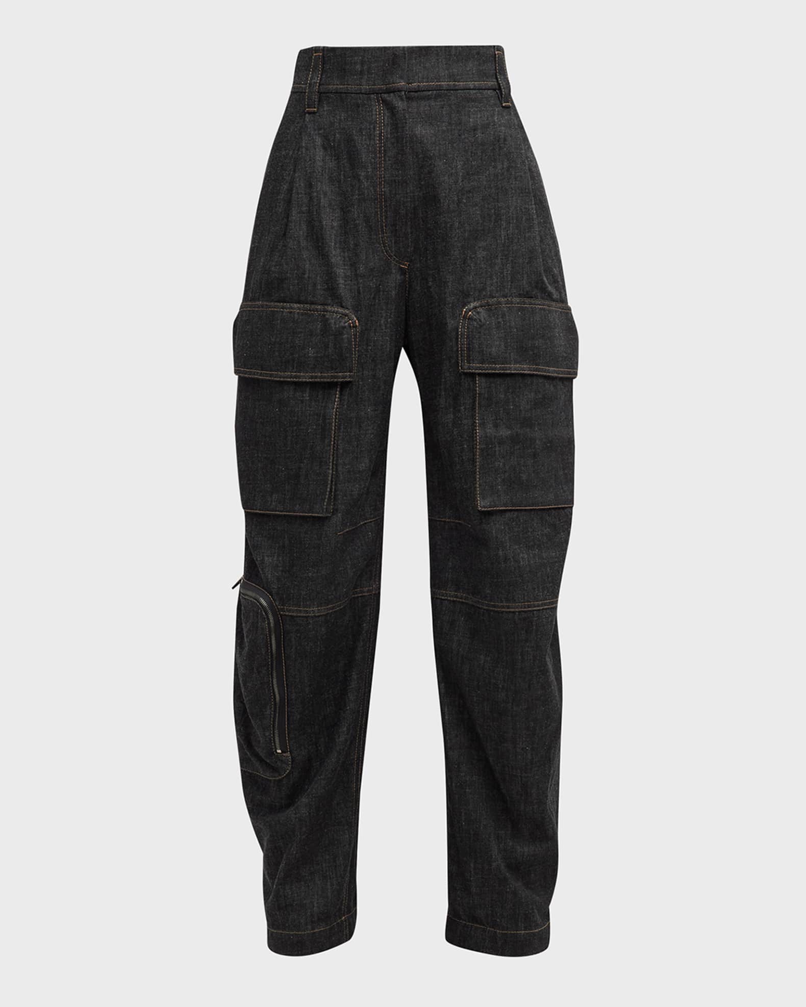 Brunello Cucinelli Denim Cargo Pants with Monili Belt Loop | Neiman Marcus