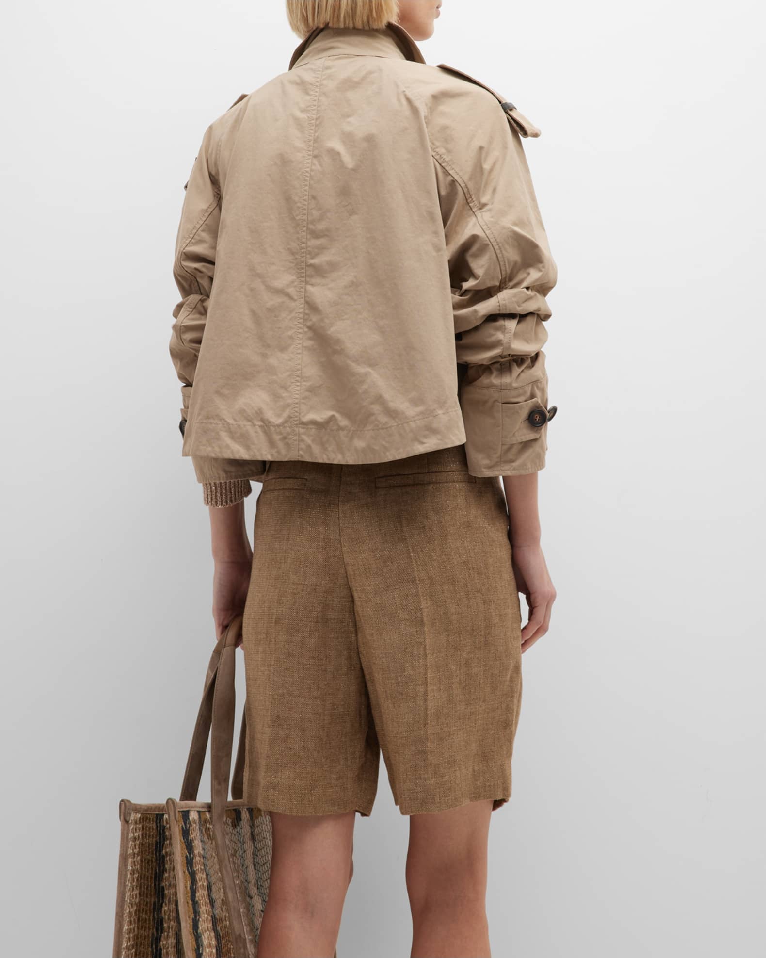 Brunello Cucinelli MoniliTrim Technical Canvas Crop Swing Jacket