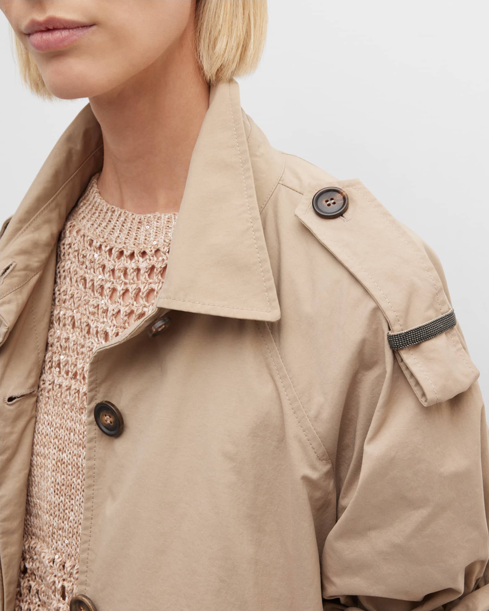 Brunello Cucinelli MoniliTrim Technical Canvas Crop Swing Jacket