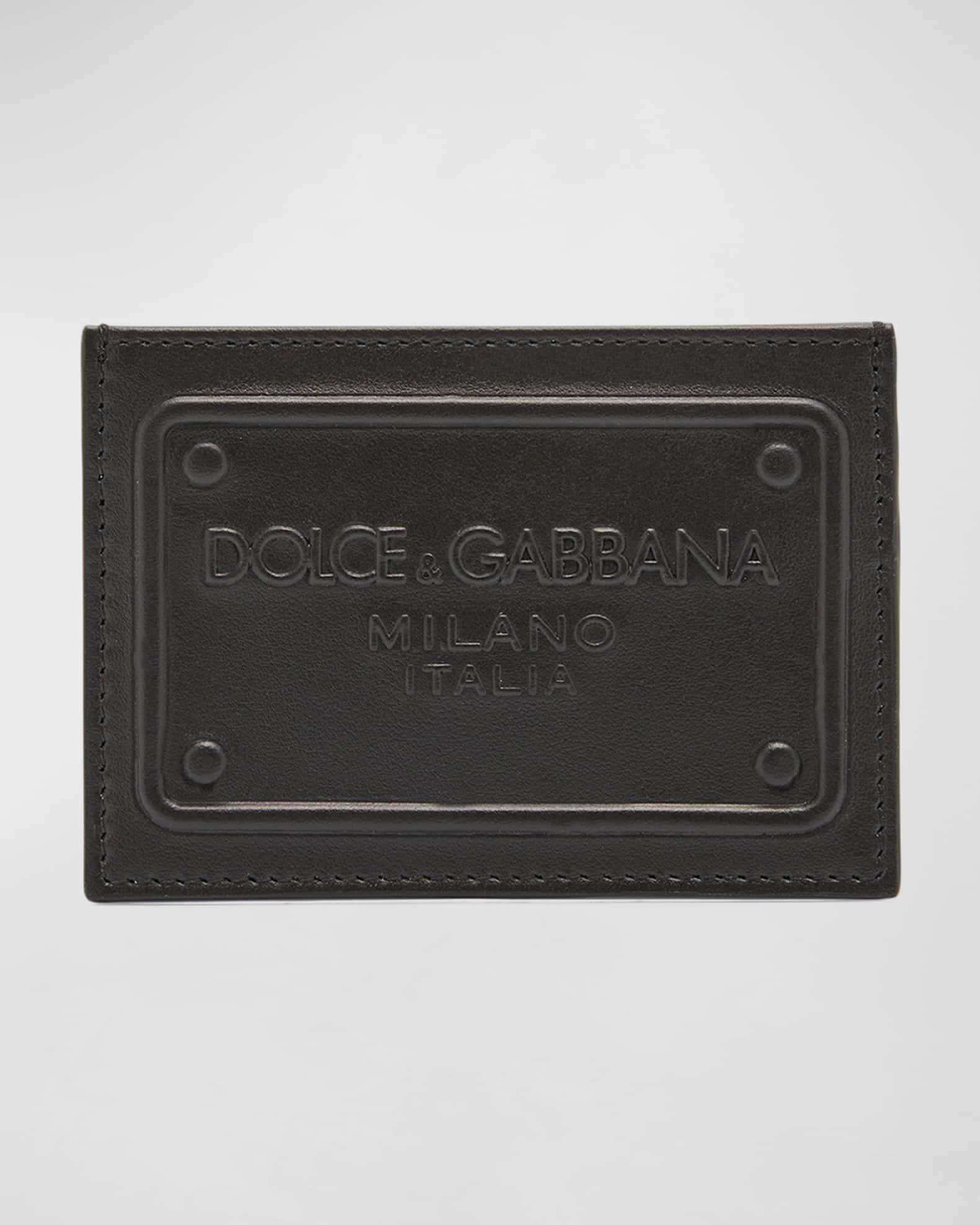 Men's Embossed Logo Leather Card Case 0