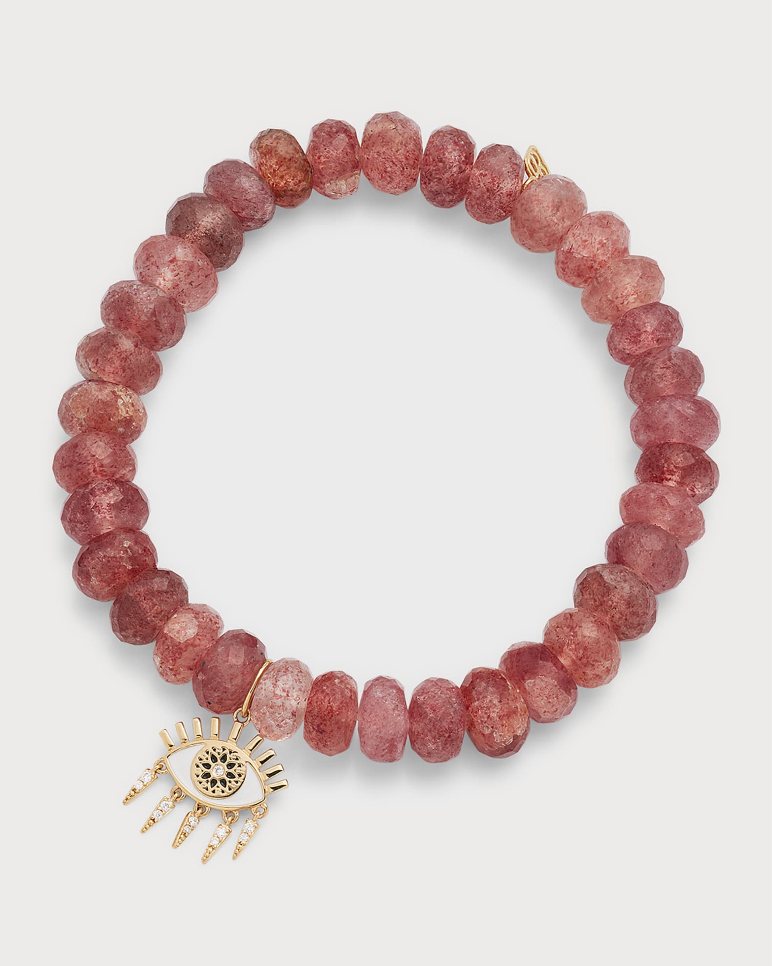 Sydney Evan 8mm Faceted Cherry Quartz Bead Bracelet With Kaleidoscope Eye Charm