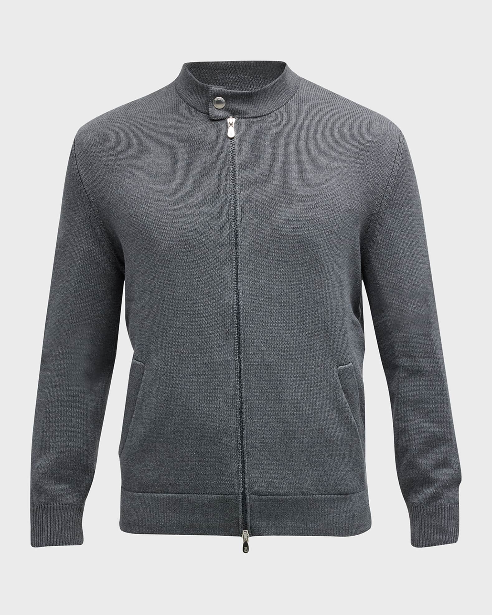 Brunello Cucinelli Men's FullZip Cotton Cardigan with Throat Latch
