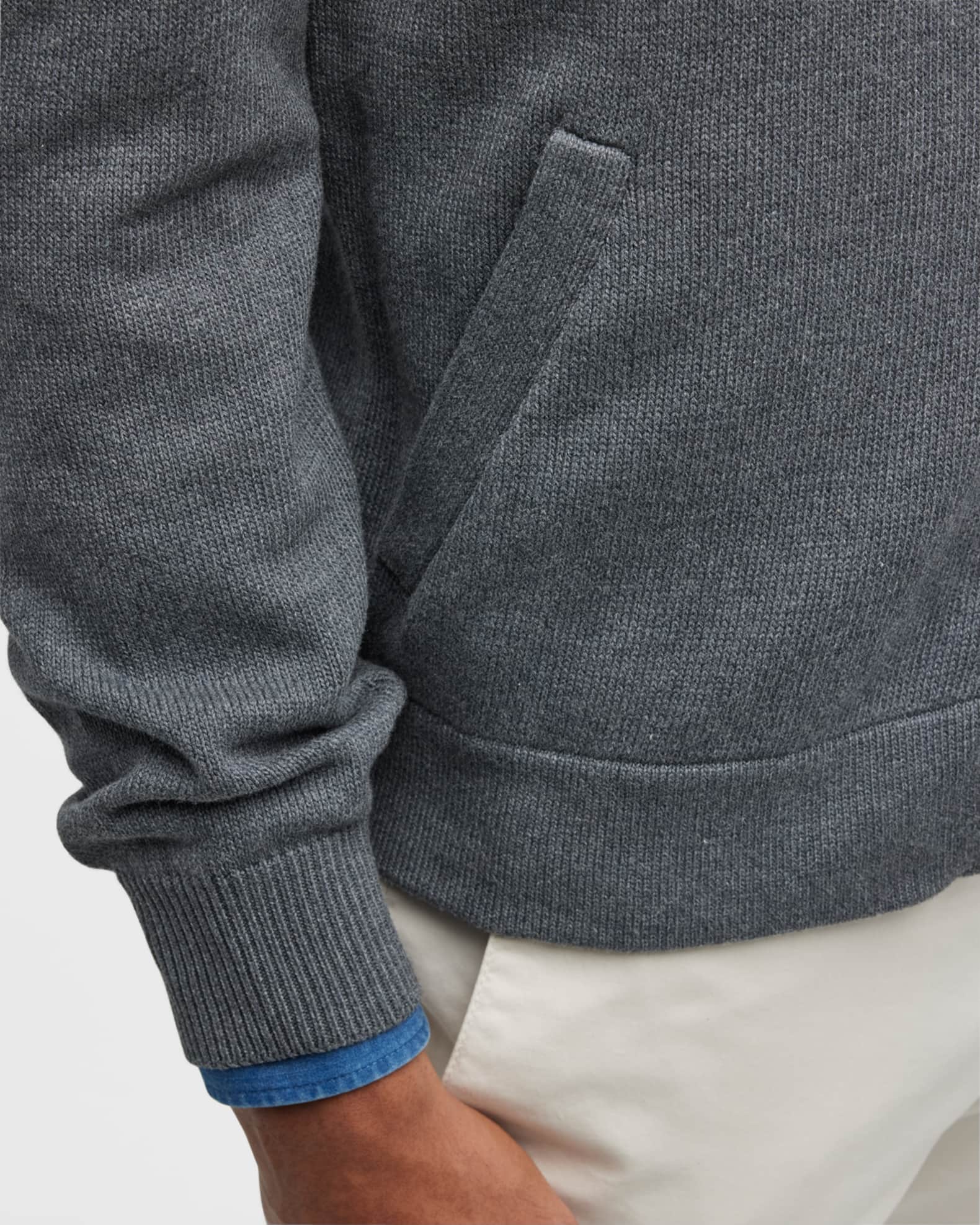 Brunello Cucinelli Men's FullZip Cotton Cardigan with Throat Latch