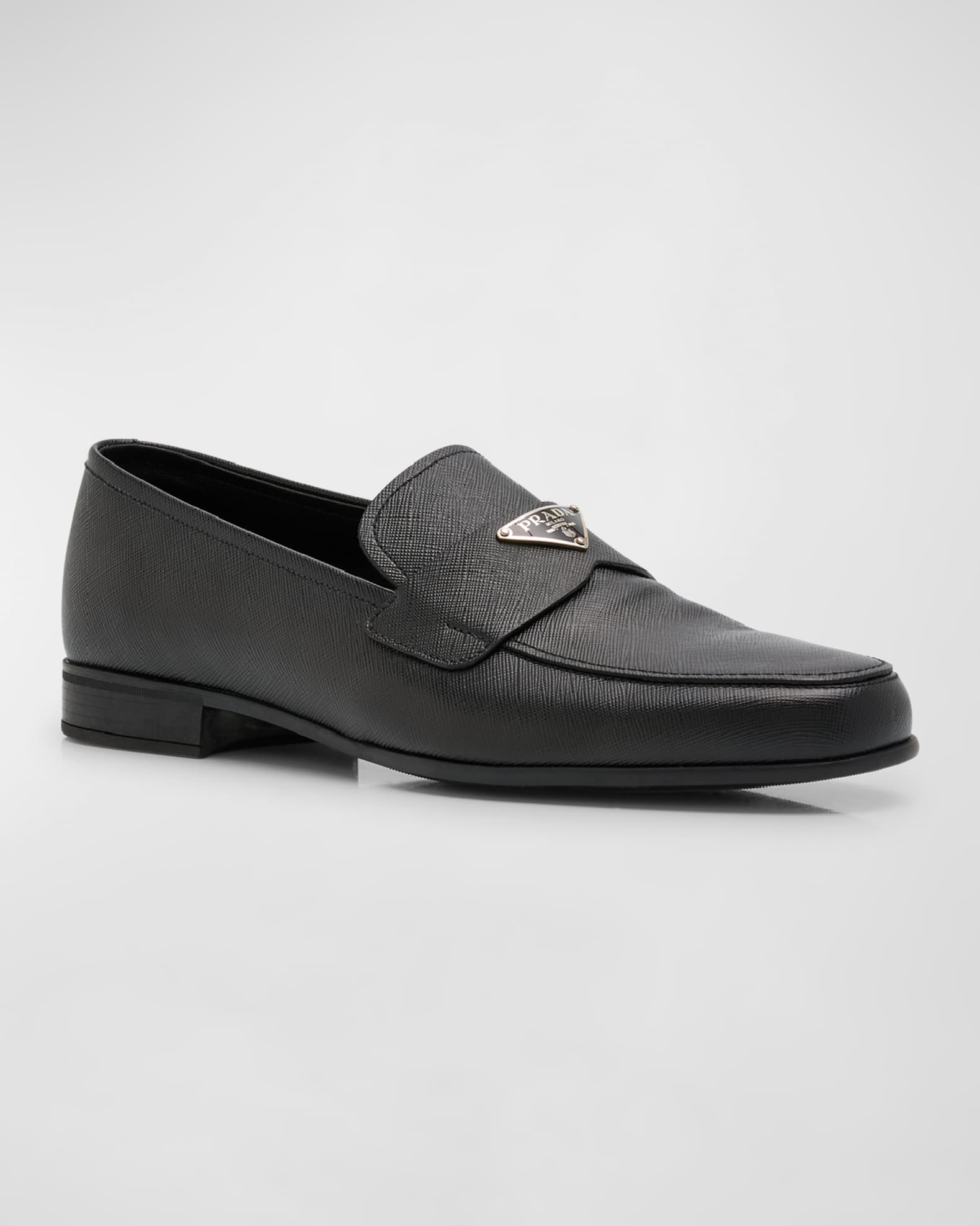Prada Men s Triangle Logo Saffiano Leather Loafers Neiman Marcus