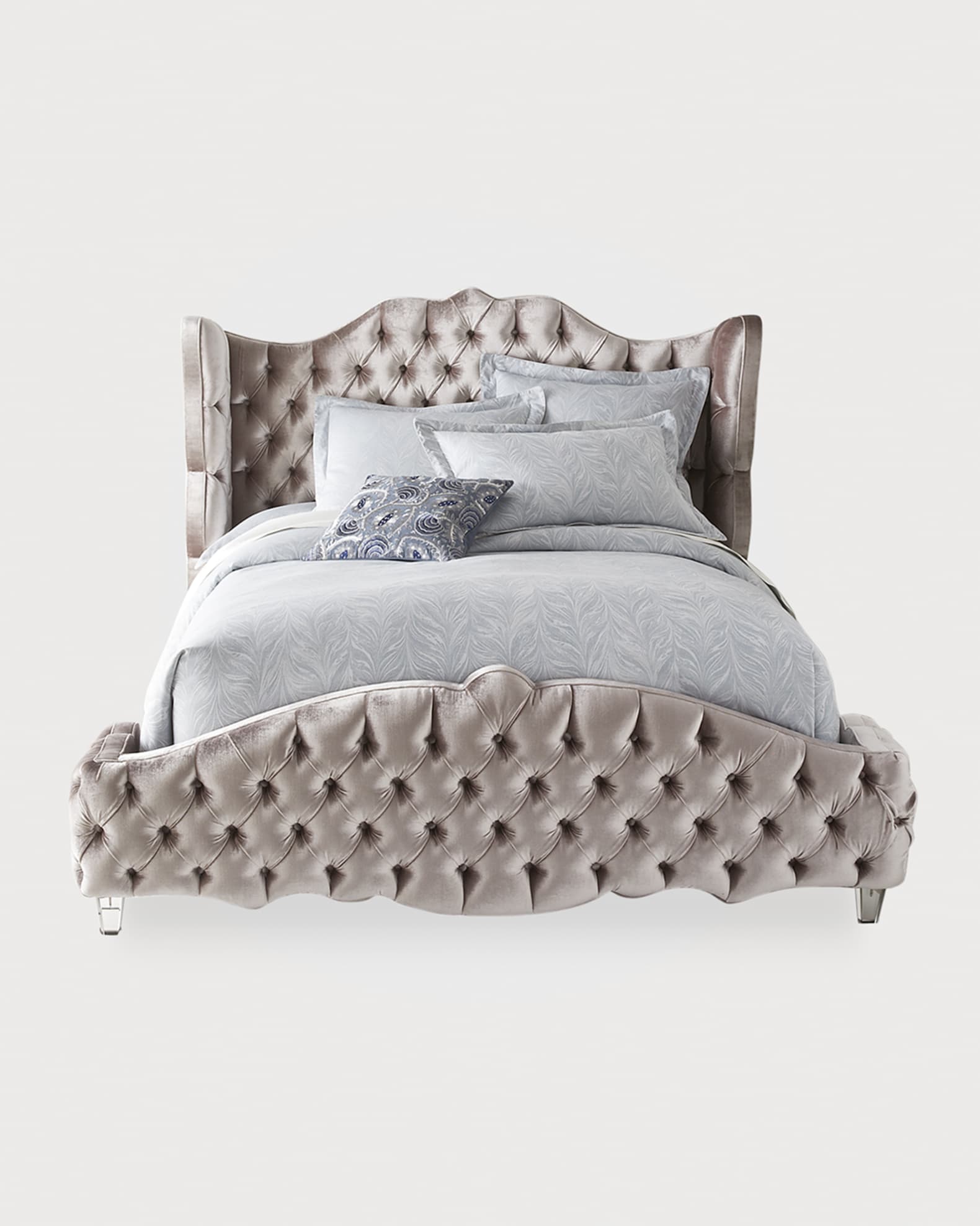Tamara King Tufted Wingback Bed 0