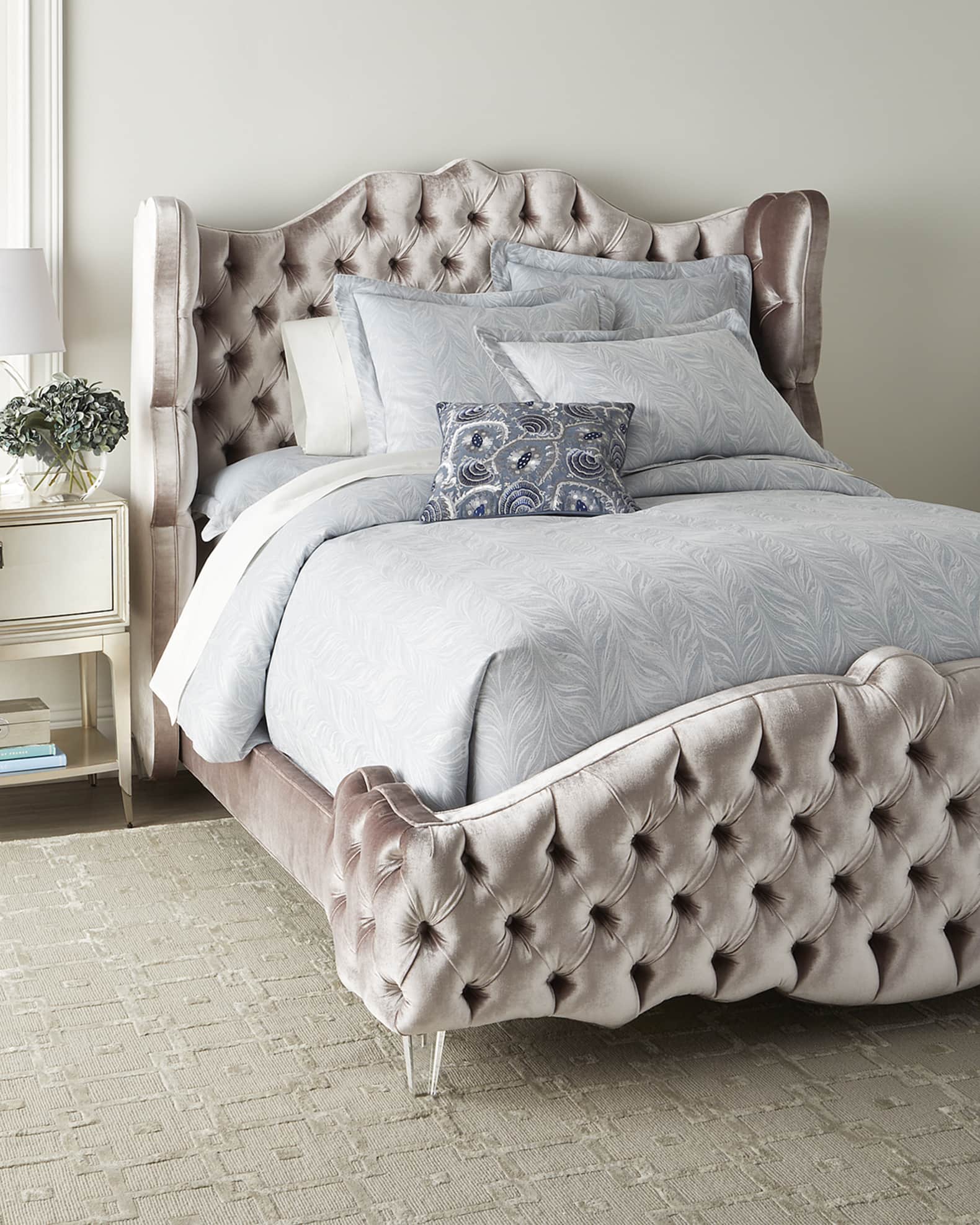 Tamara Queen Tufted Wingback Bed 1