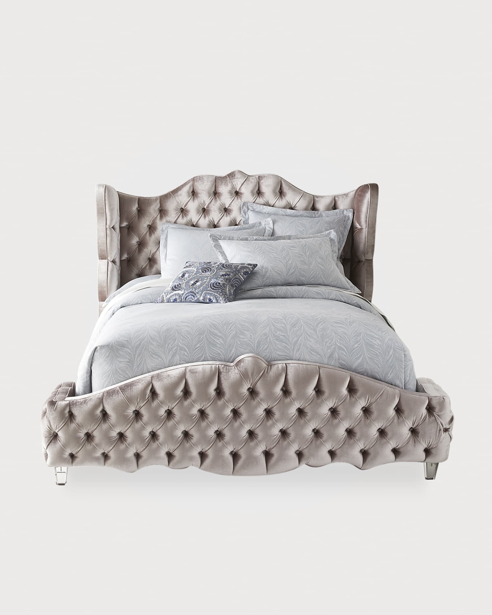 Tamara Queen Tufted Wingback Bed 0