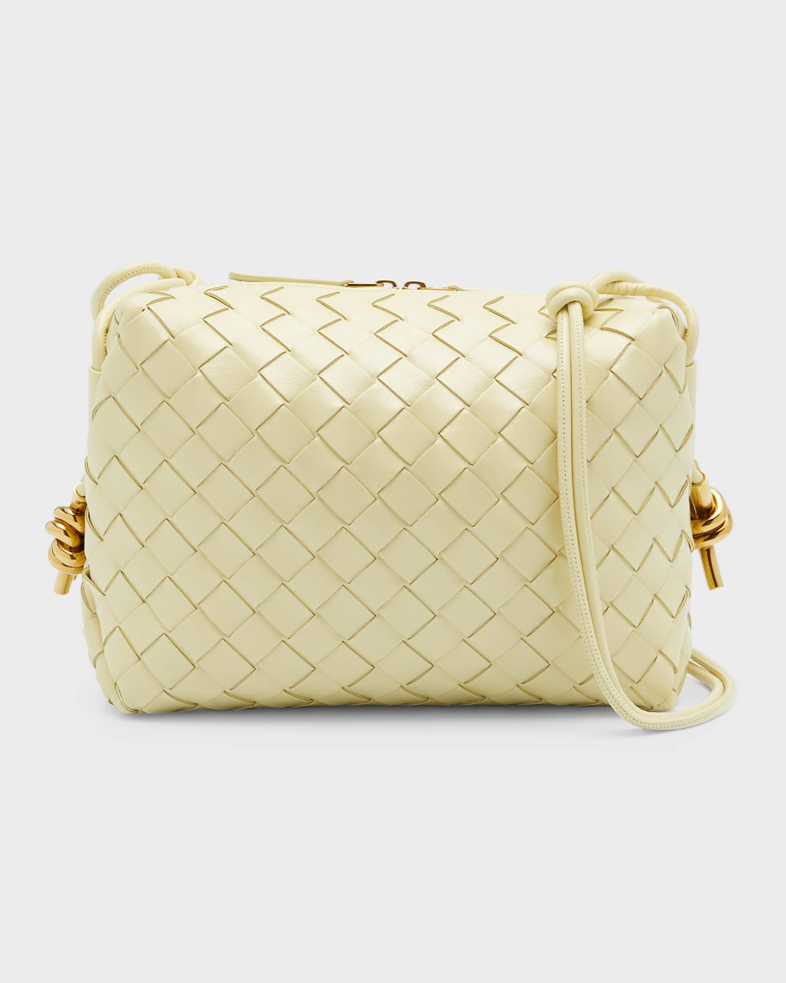 Bottega Veneta Loop Knot Woven Leather Crossbody Bag Ice Cream Muse Br