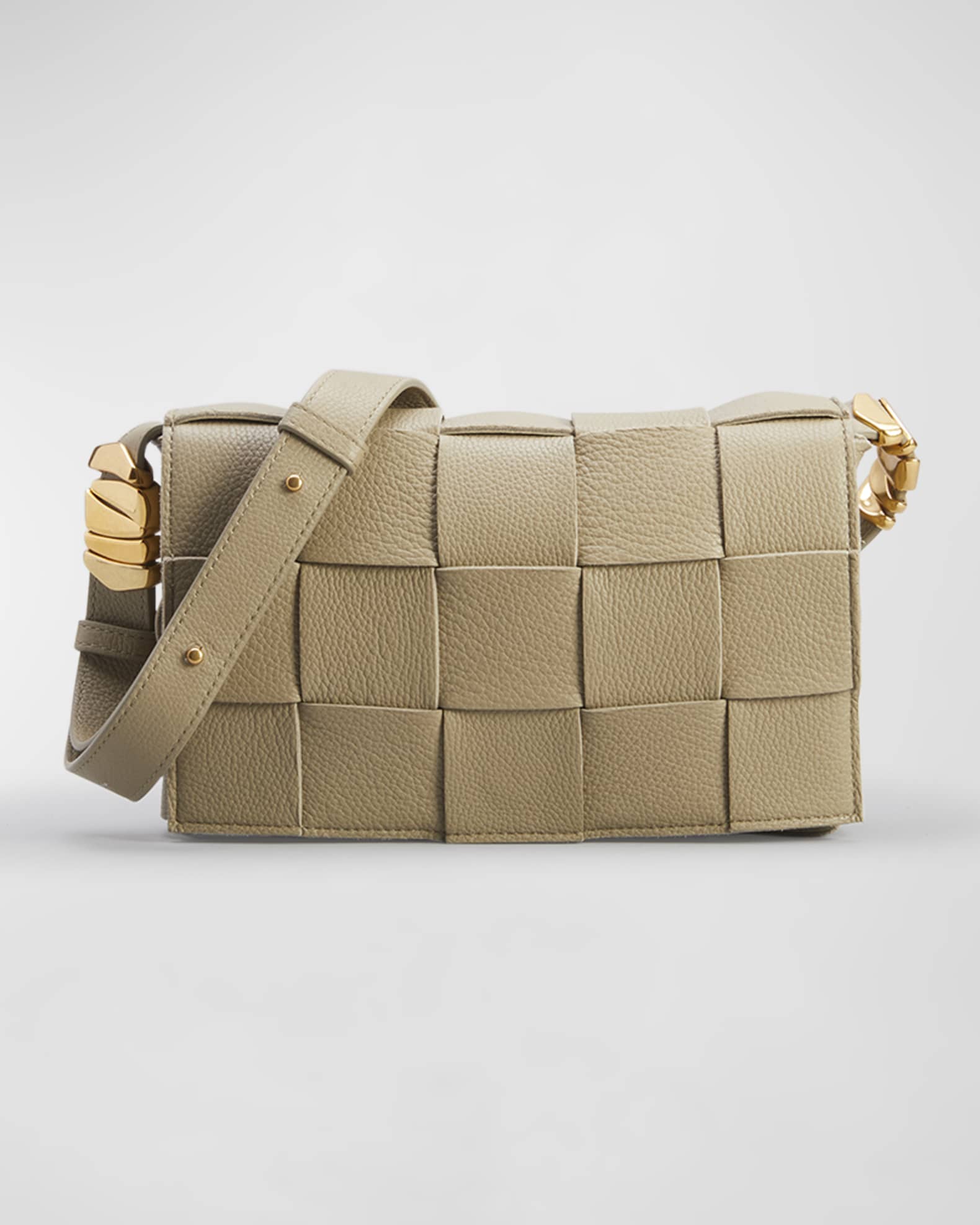 Bottega Veneta Women's Grainy Cassette Leather Shoulder Bag Avocado Gold