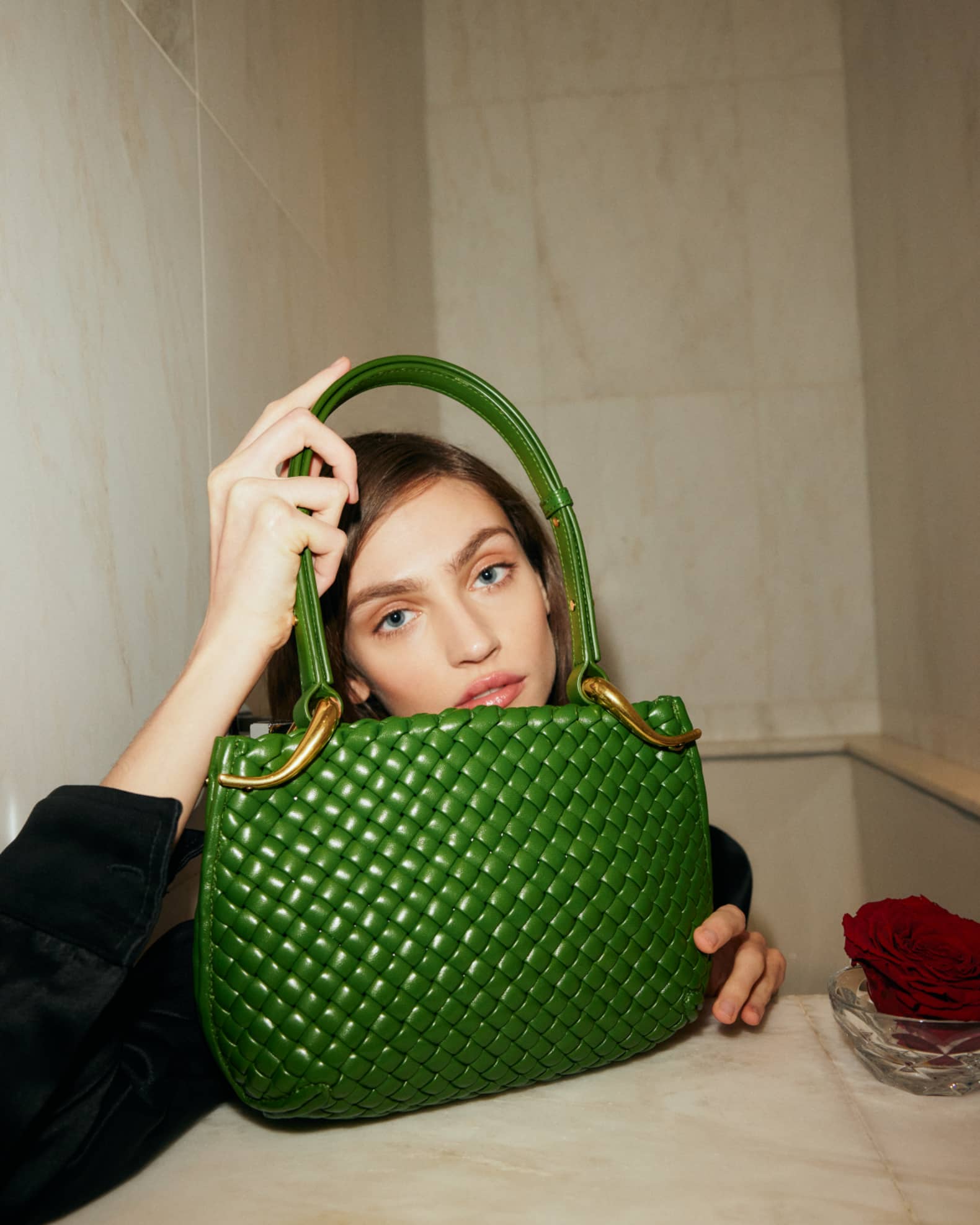 Bottega Veneta Green Mini Sunrise Bag