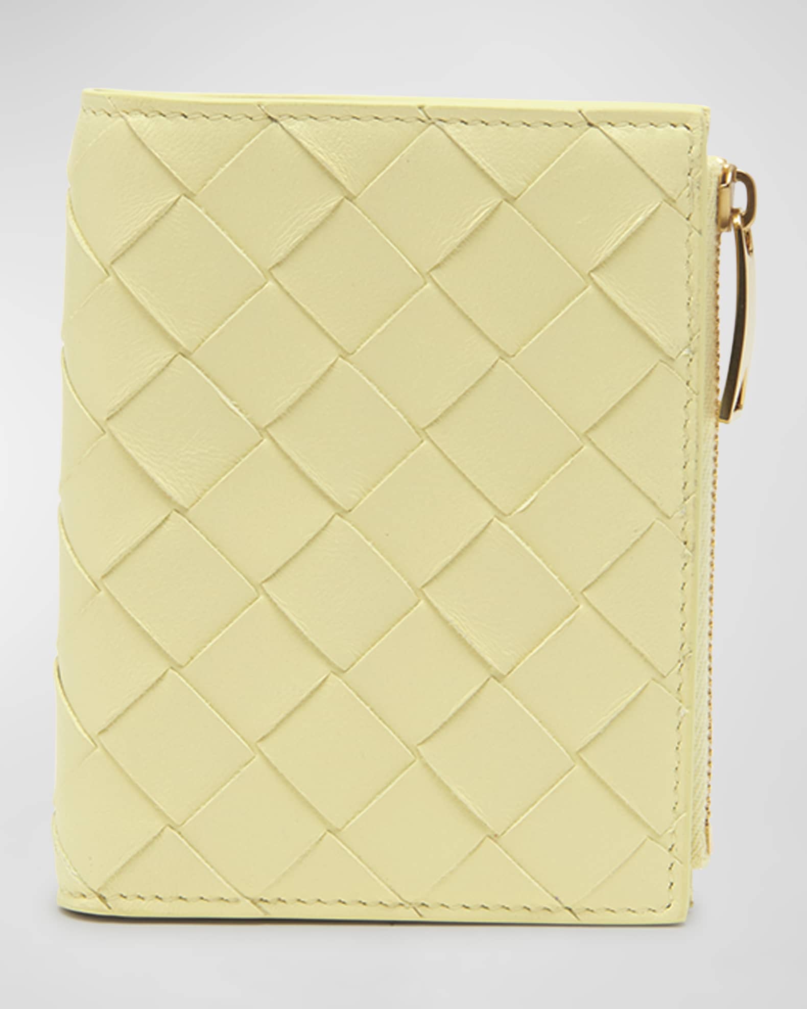 Bottega Veneta Yellow Intreccio Card Holder