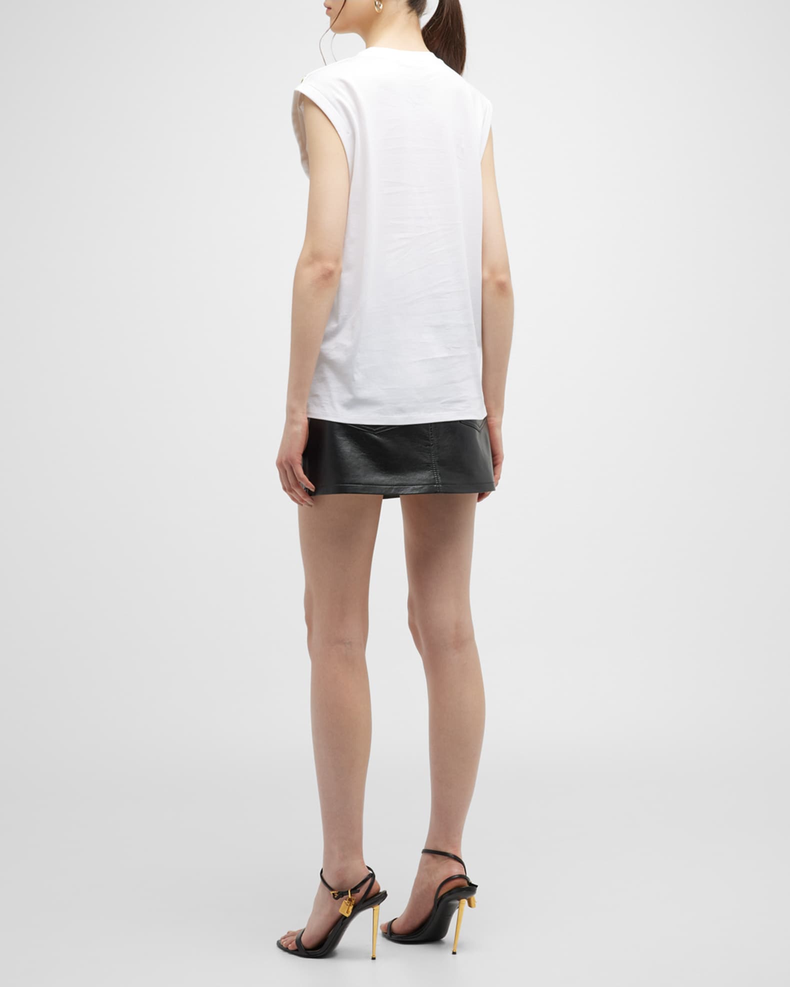 3 Button Balmain Printed Tank Top - Gab Blanc main image 0