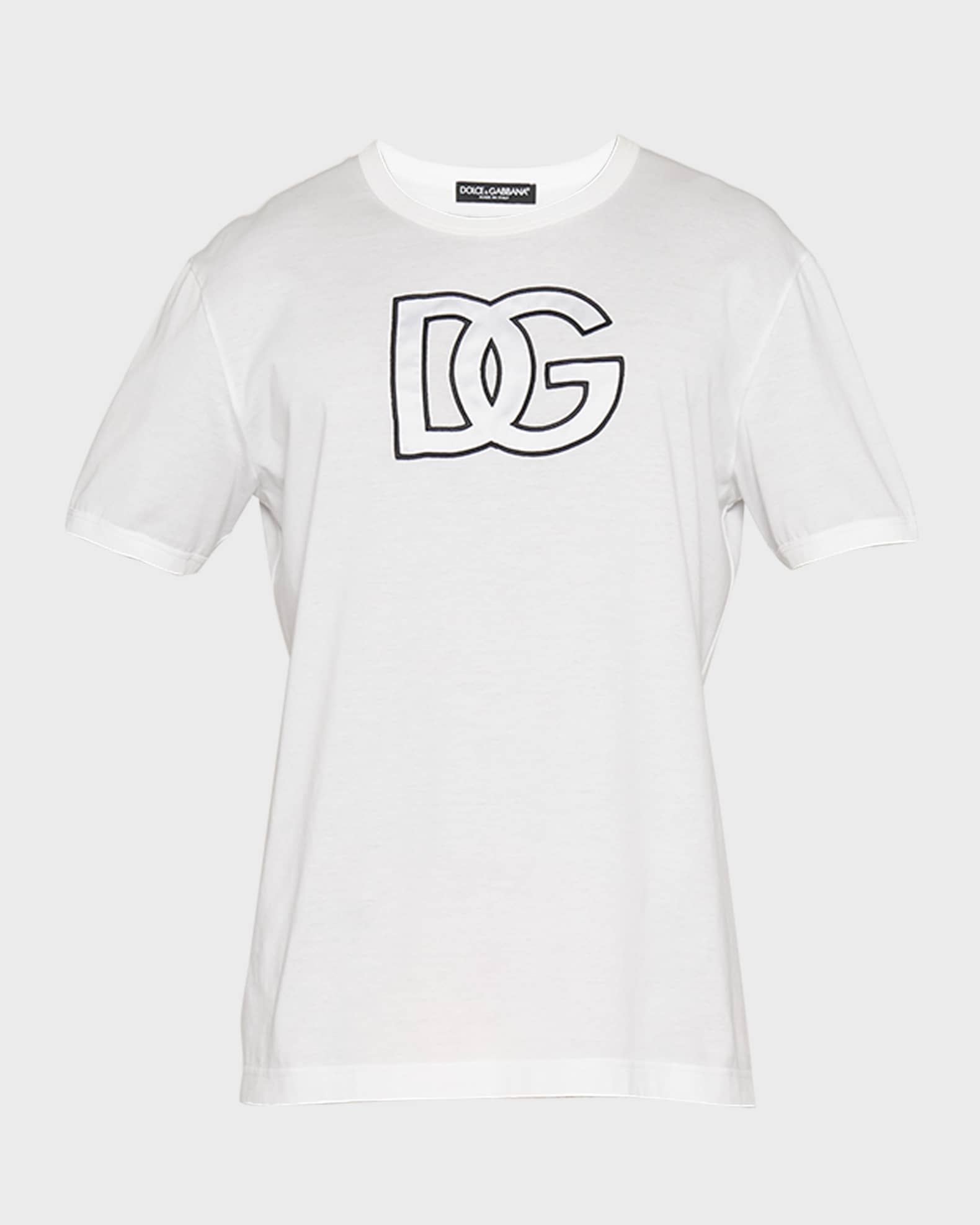 Dolce&Gabbana Men's T-Shirt with Satin DG Patch | Neiman Marcus