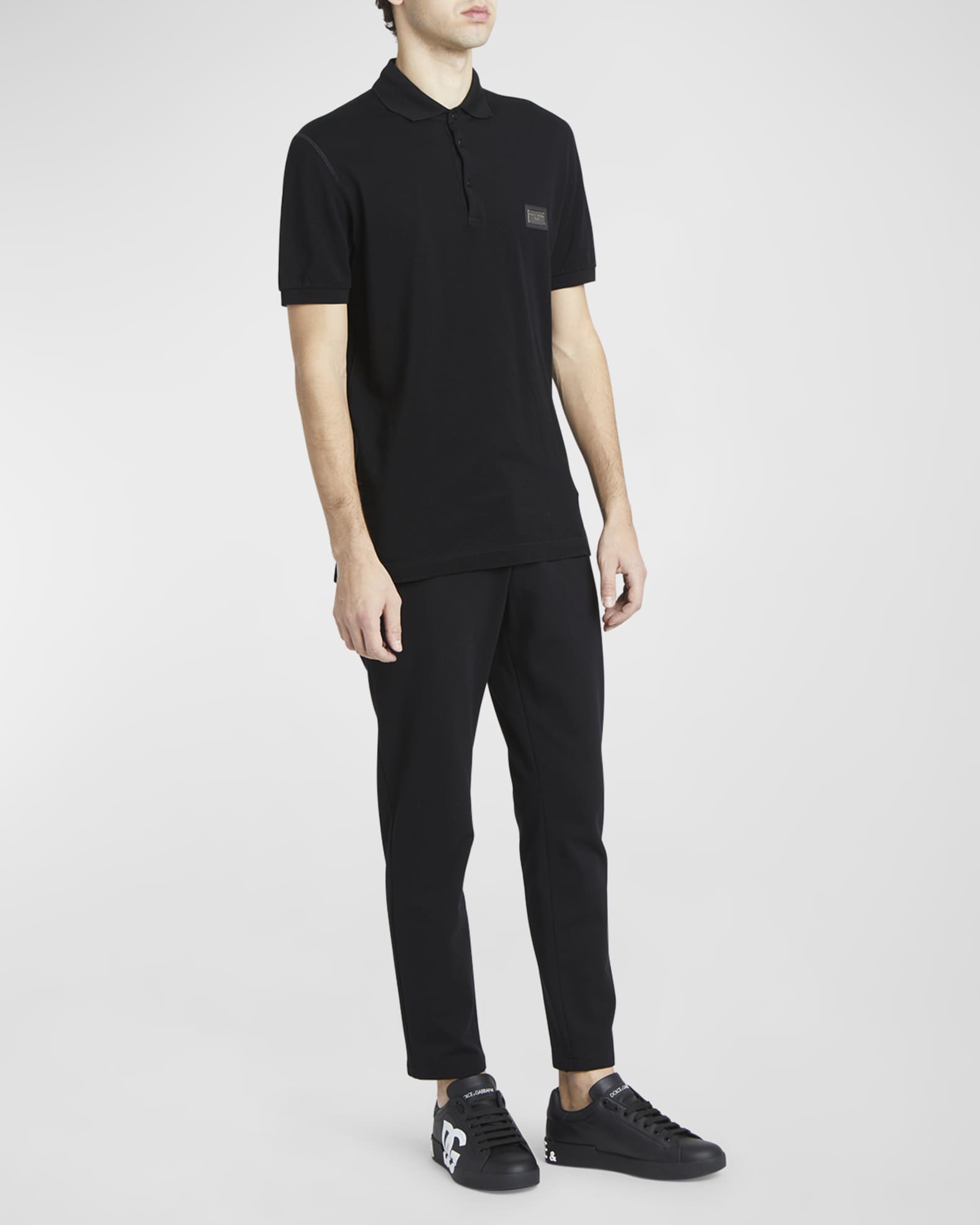 Dolce&Gabbana Men's Basic Polo Shirt with Logo Plaque