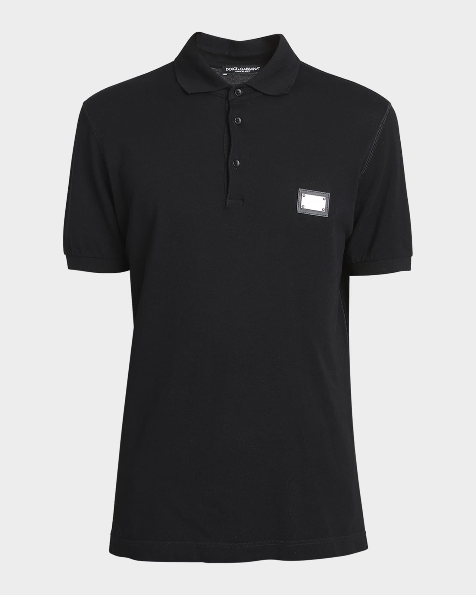 ポロシャツ Dolce&Gabbana Black Polo With Logo Plaque 17133879_34692201_600.jpg