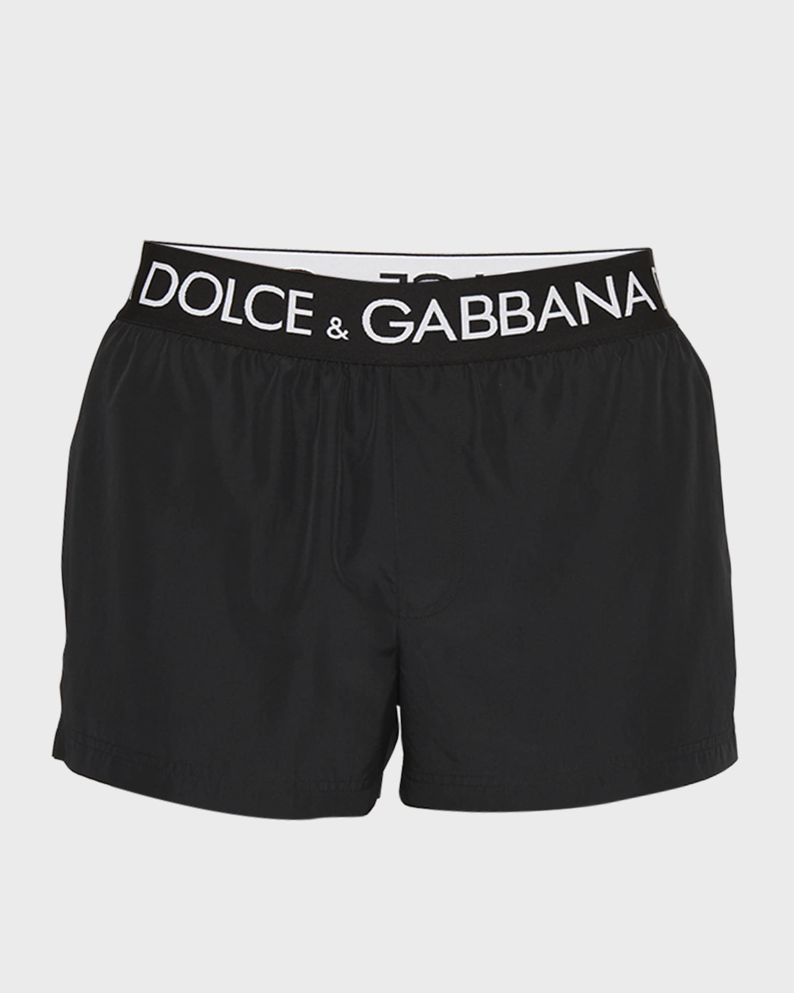 Dolce&Gabbana Men's Logo-Waistband Swim Shorts | Neiman Marcus