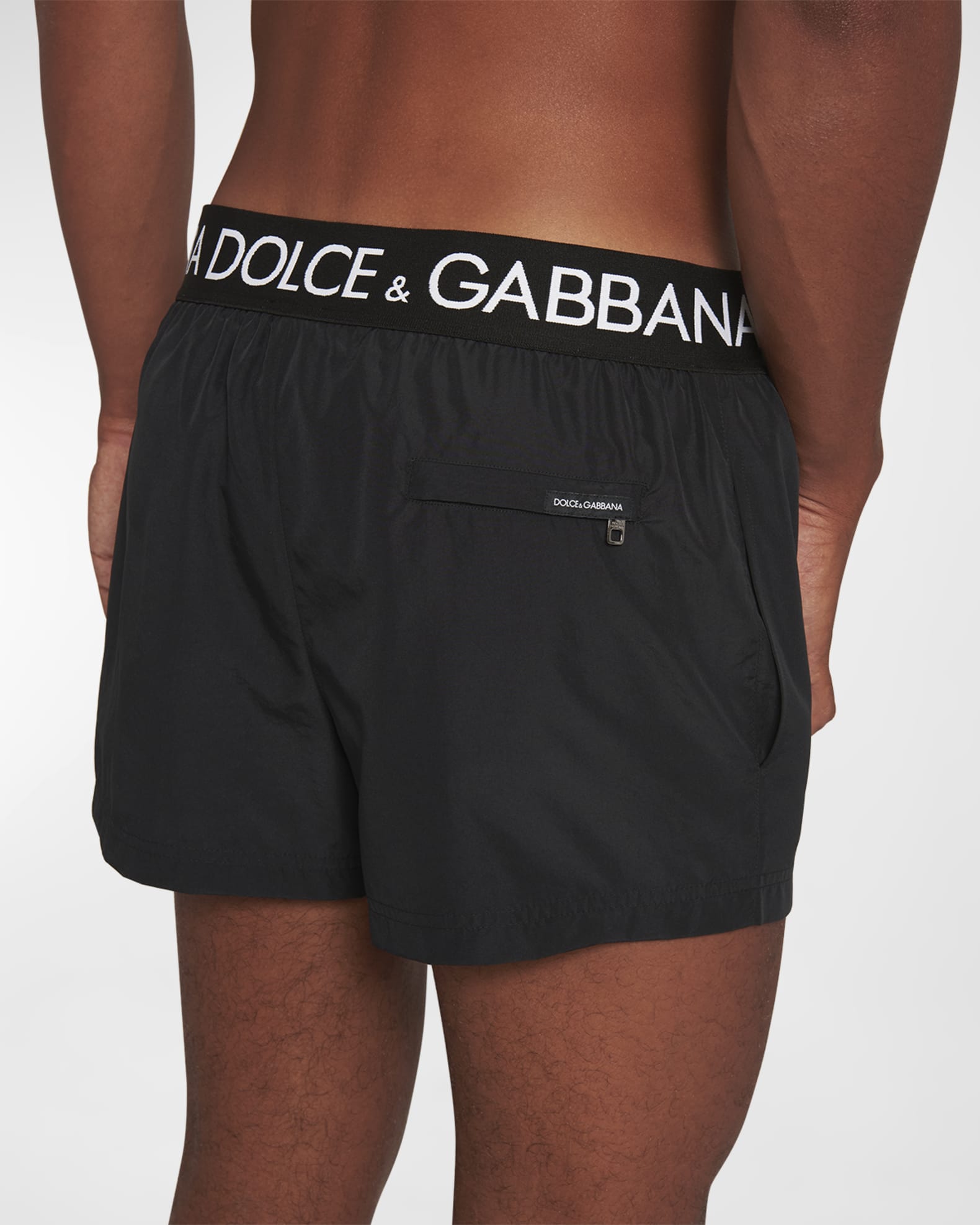 Dolce & Gabbana Black Silk Satin Elastic Men Boxer Short Swimwear