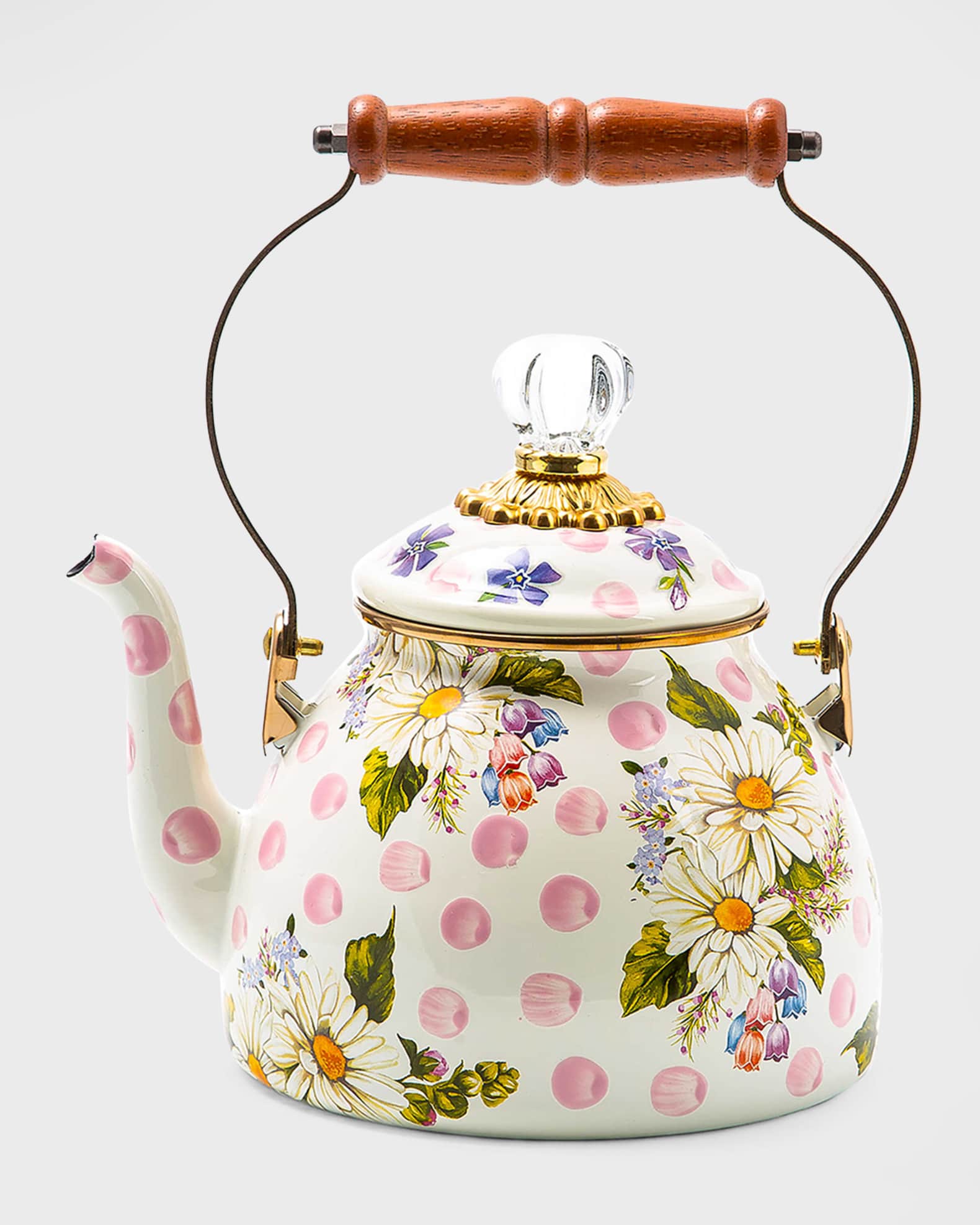 Wildflowers Pink Enamel 2-Quart Tea Kettle 0