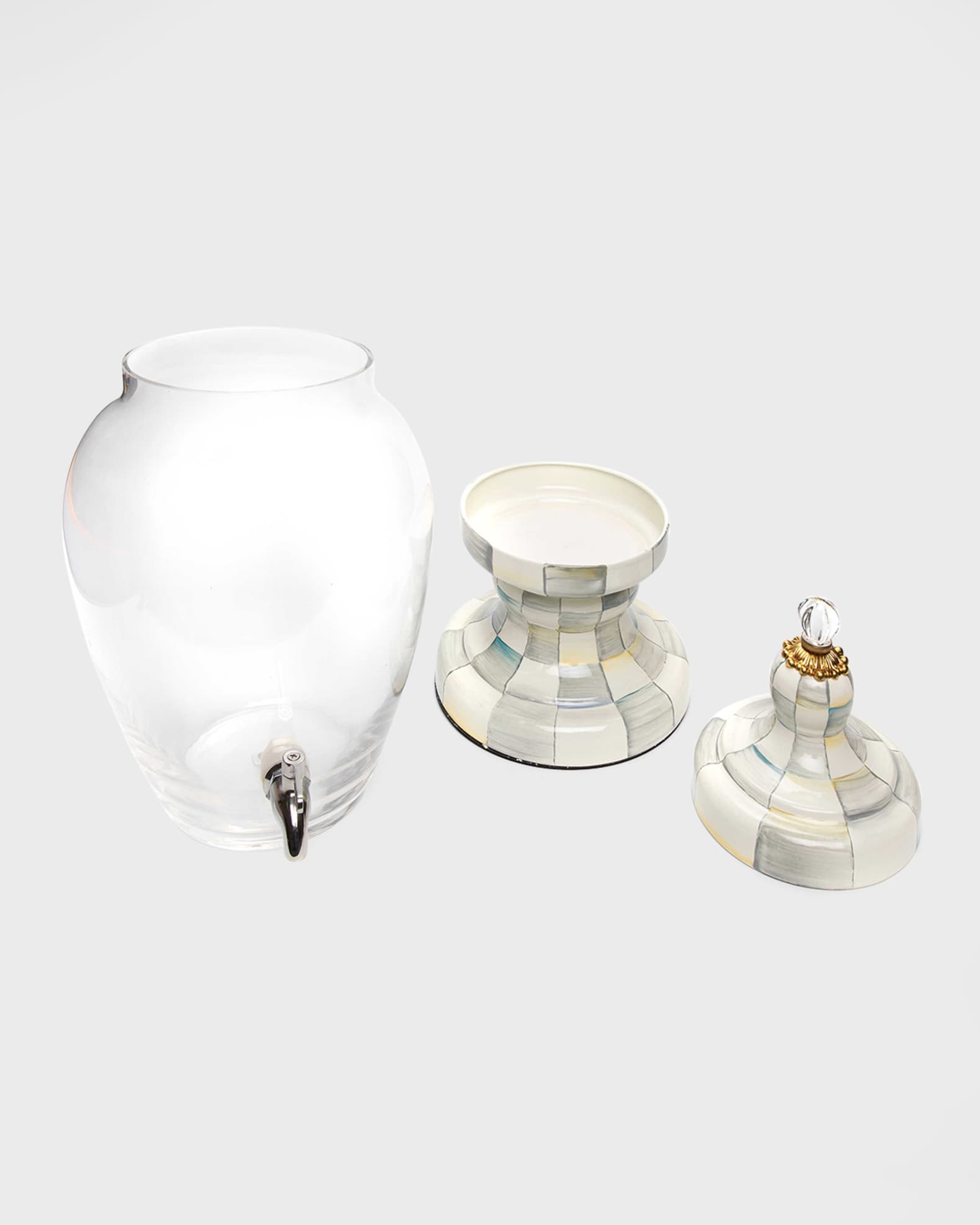 MacKenzieChilds Sterling Check Enamel Beverage Hostess Neiman Marcus