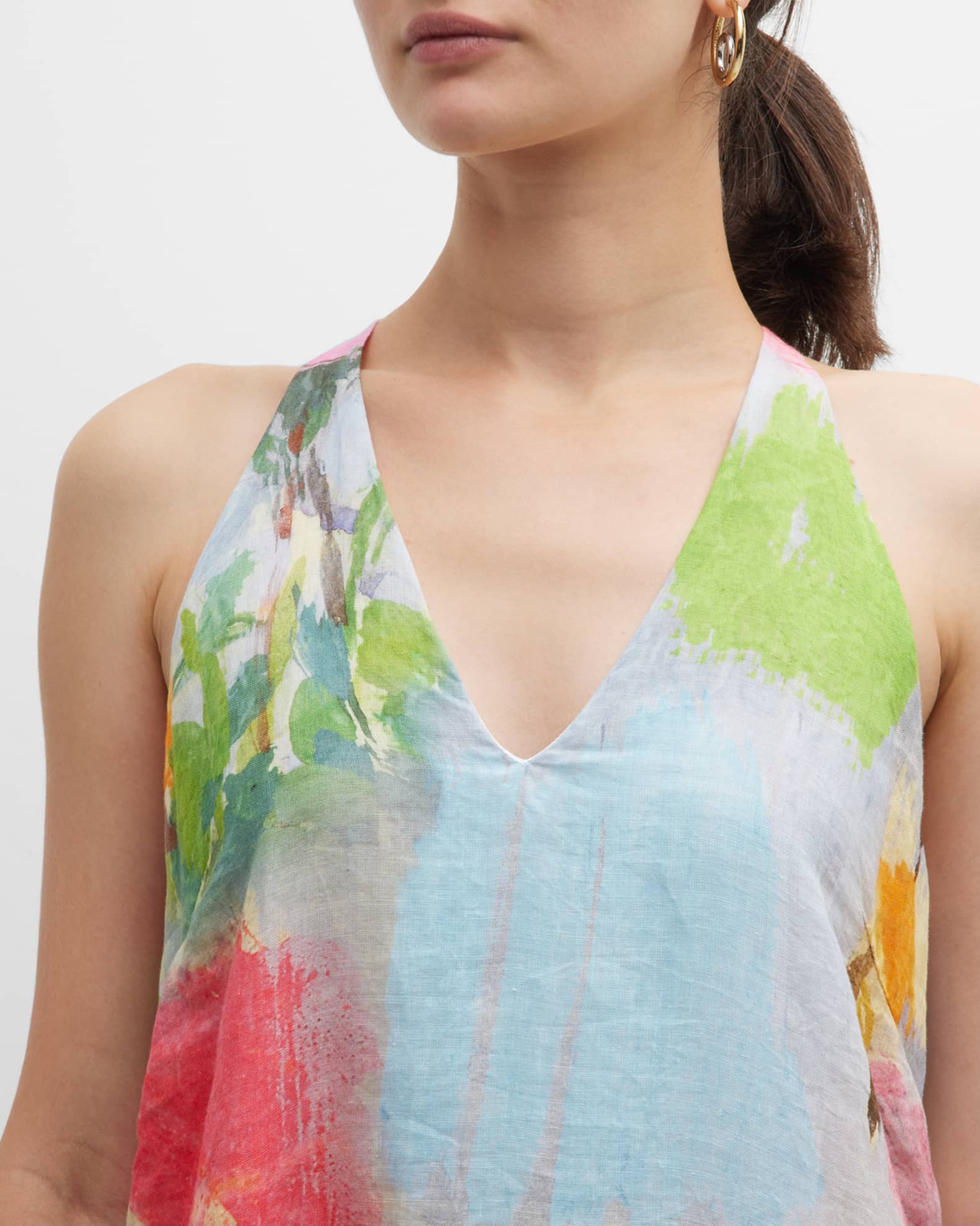 120 Lino FloralPrint Linen Halter Maxi Dress Neiman Marcus