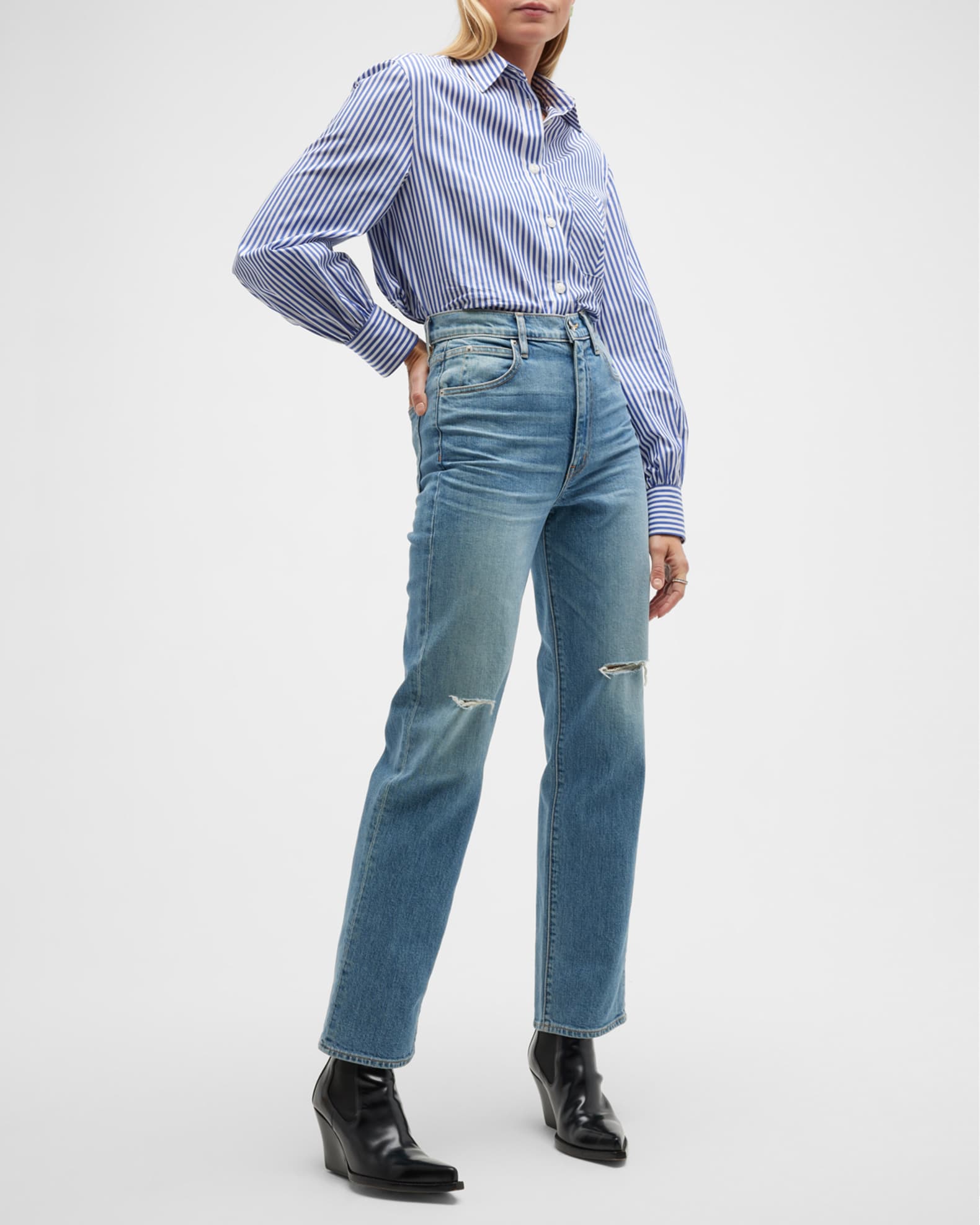 Rag & Bone Maxine Striped Button-Front Shirt | Neiman Marcus