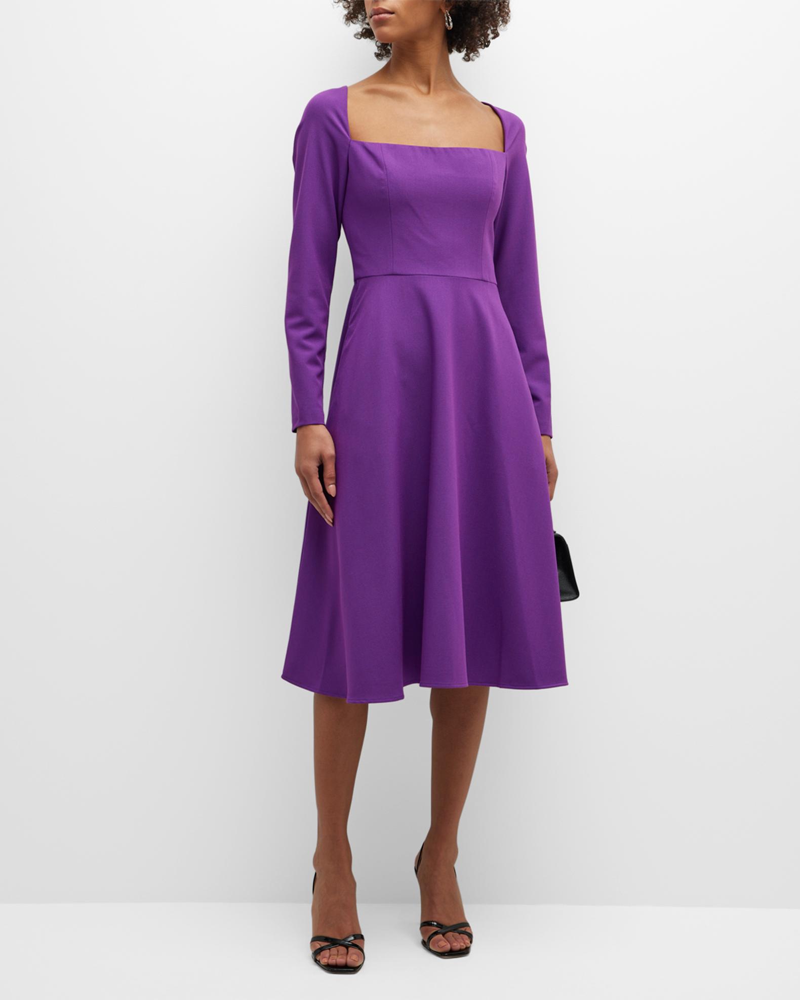 Vinova Women's Square Neck Bodycon Dress – Ruched Midi Wrap Dress, Stretchy Knit Fabric - View #3