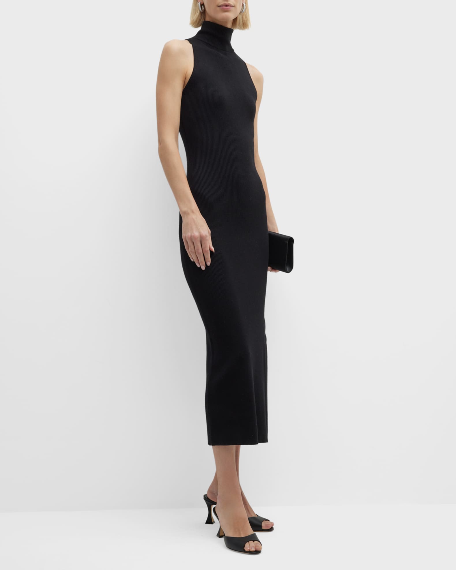 Grey/Ven Gia Sleeveless Turtleneck Midi Dress | Neiman Marcus