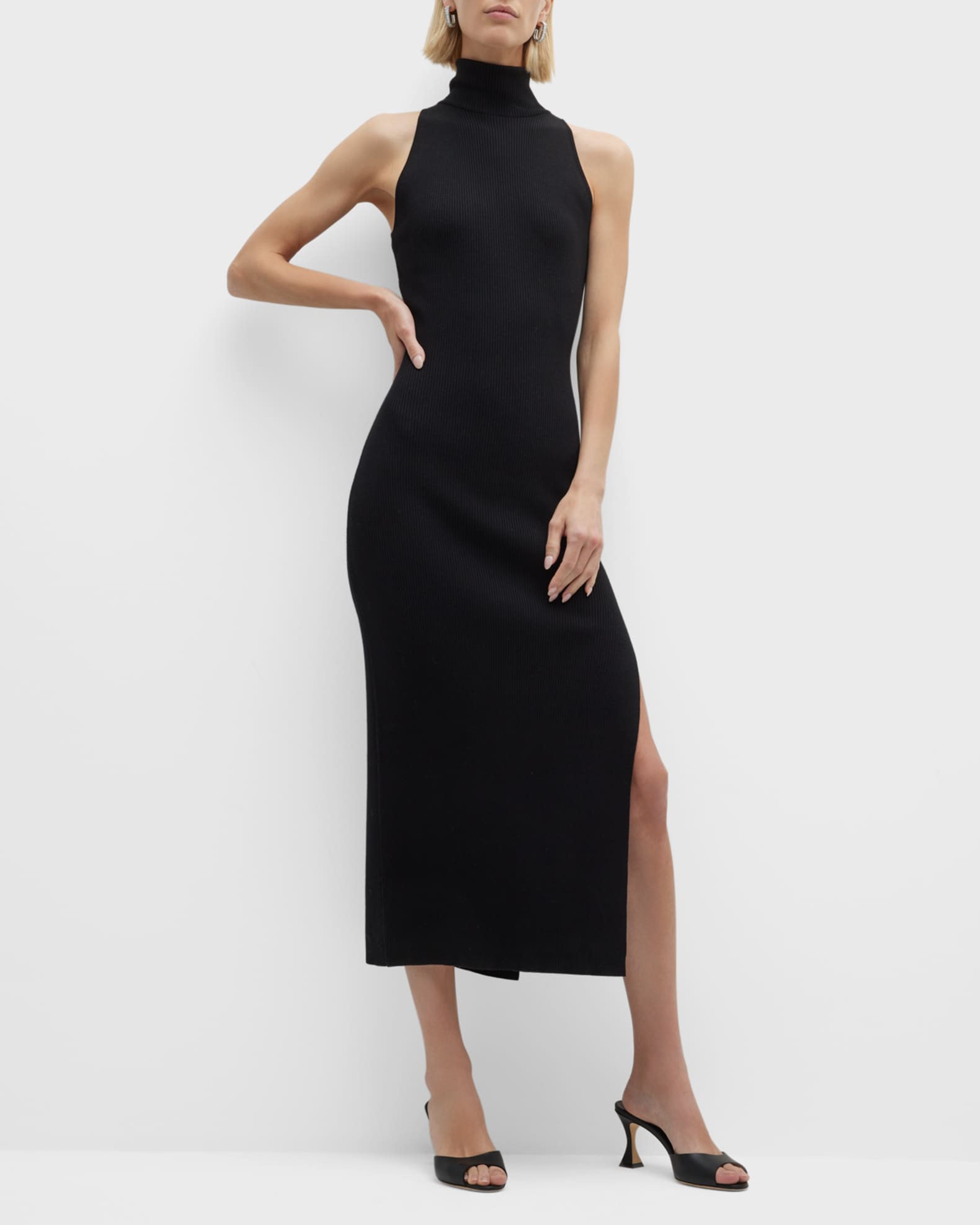 Grey/Ven Gia Sleeveless Turtleneck Midi Dress | Neiman Marcus