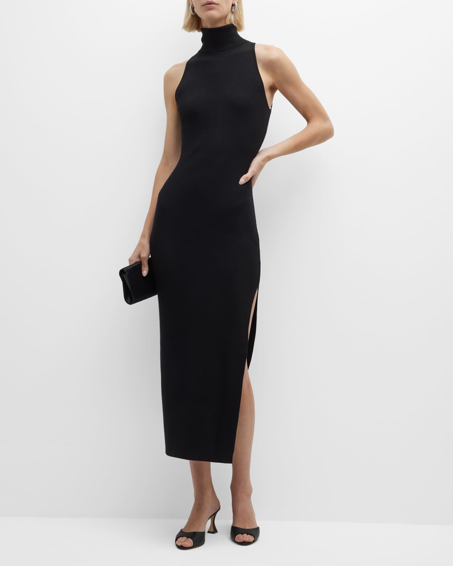 Grey/Ven Gia Sleeveless Turtleneck Midi Dress Neiman Marcus