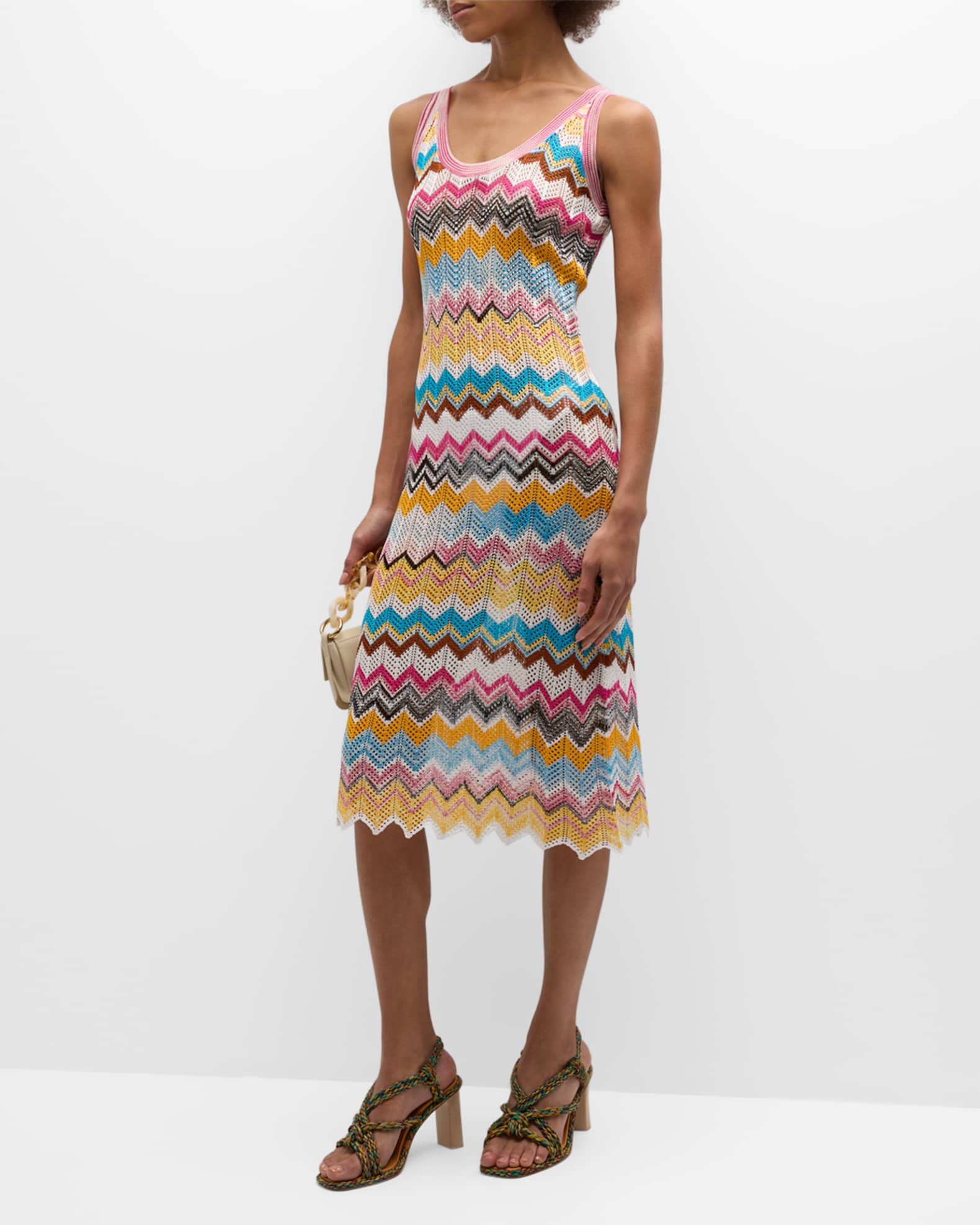 Calista Weaved Zigzag Backless Maxi Knit Dress