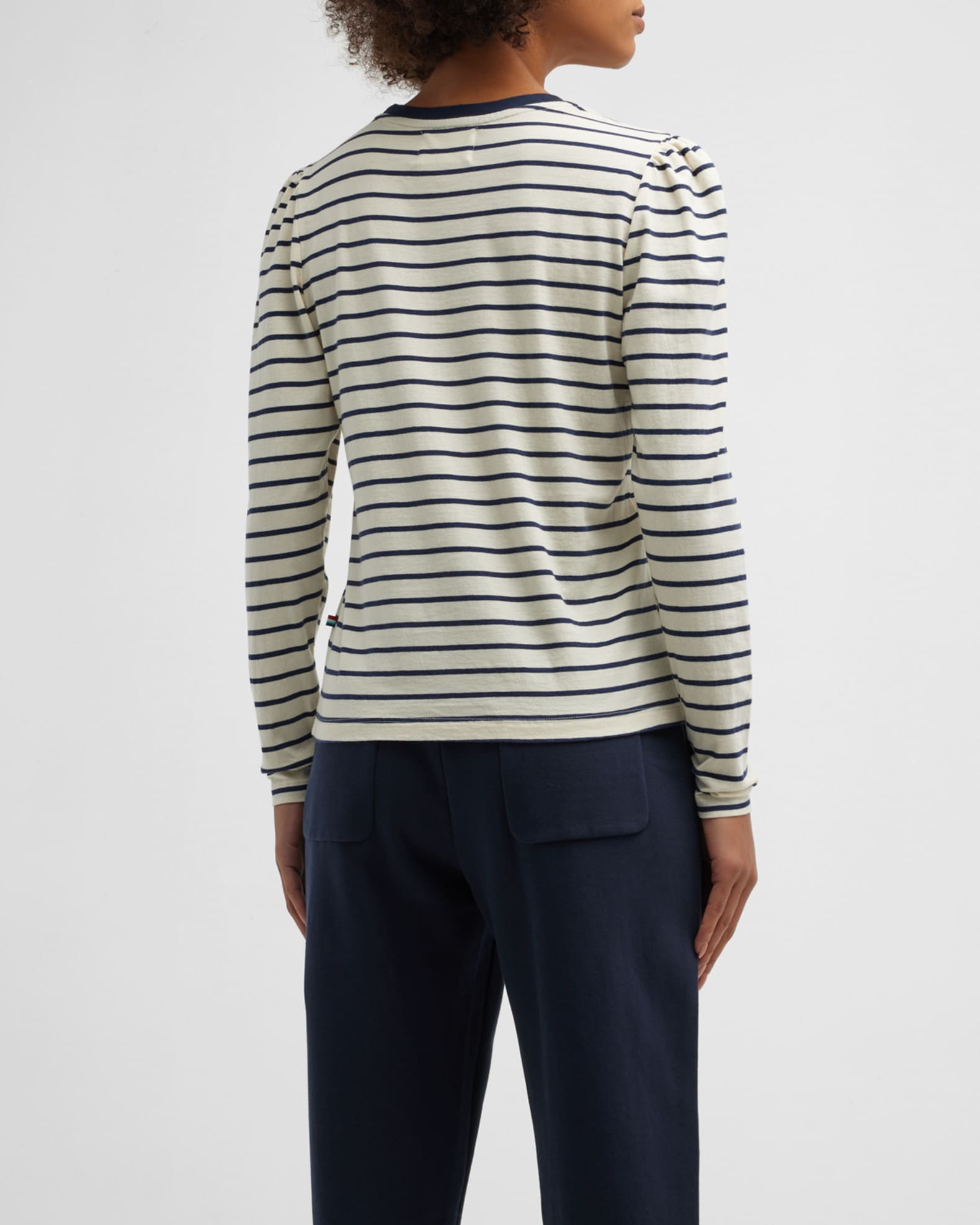 Sol Angeles Nautical Stripe Puff-Sleeve Shirt | Neiman Marcus