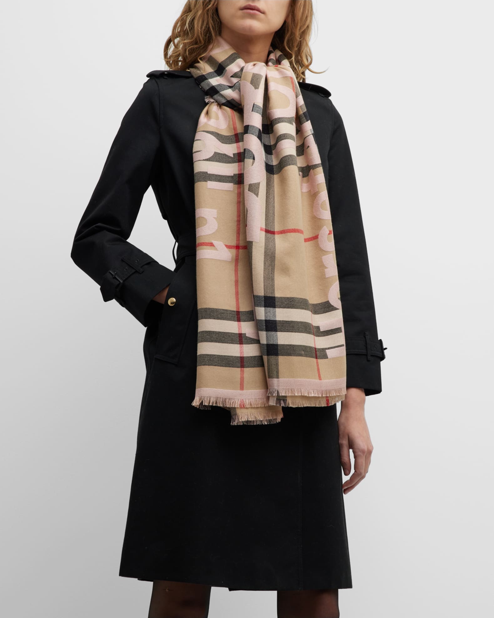 Burberry Coordinates Giant Check CashmereSilk Scarf Neiman Marcus
