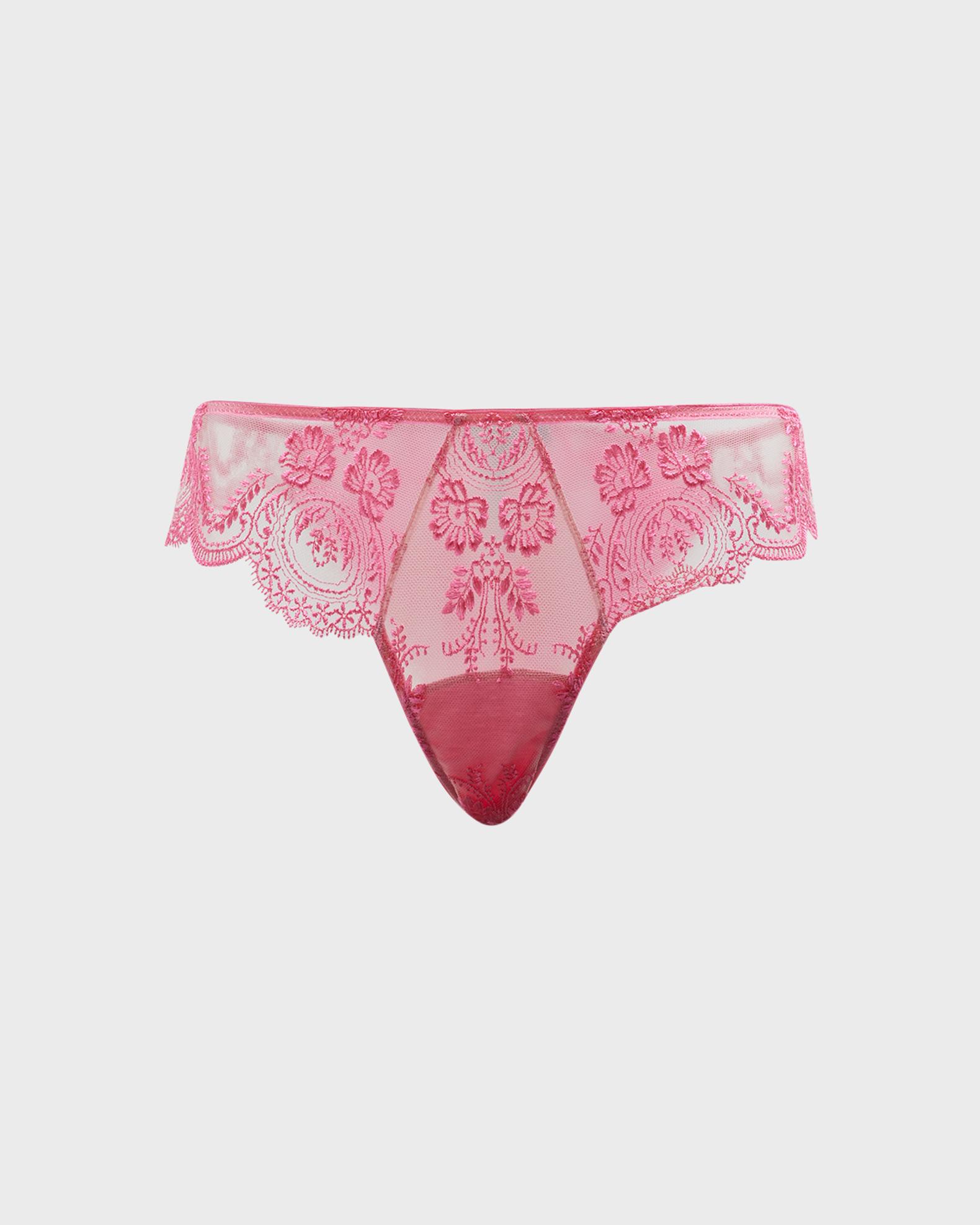 Perizoma in Lycra® beige con tulle ricamato - La Perla - alia